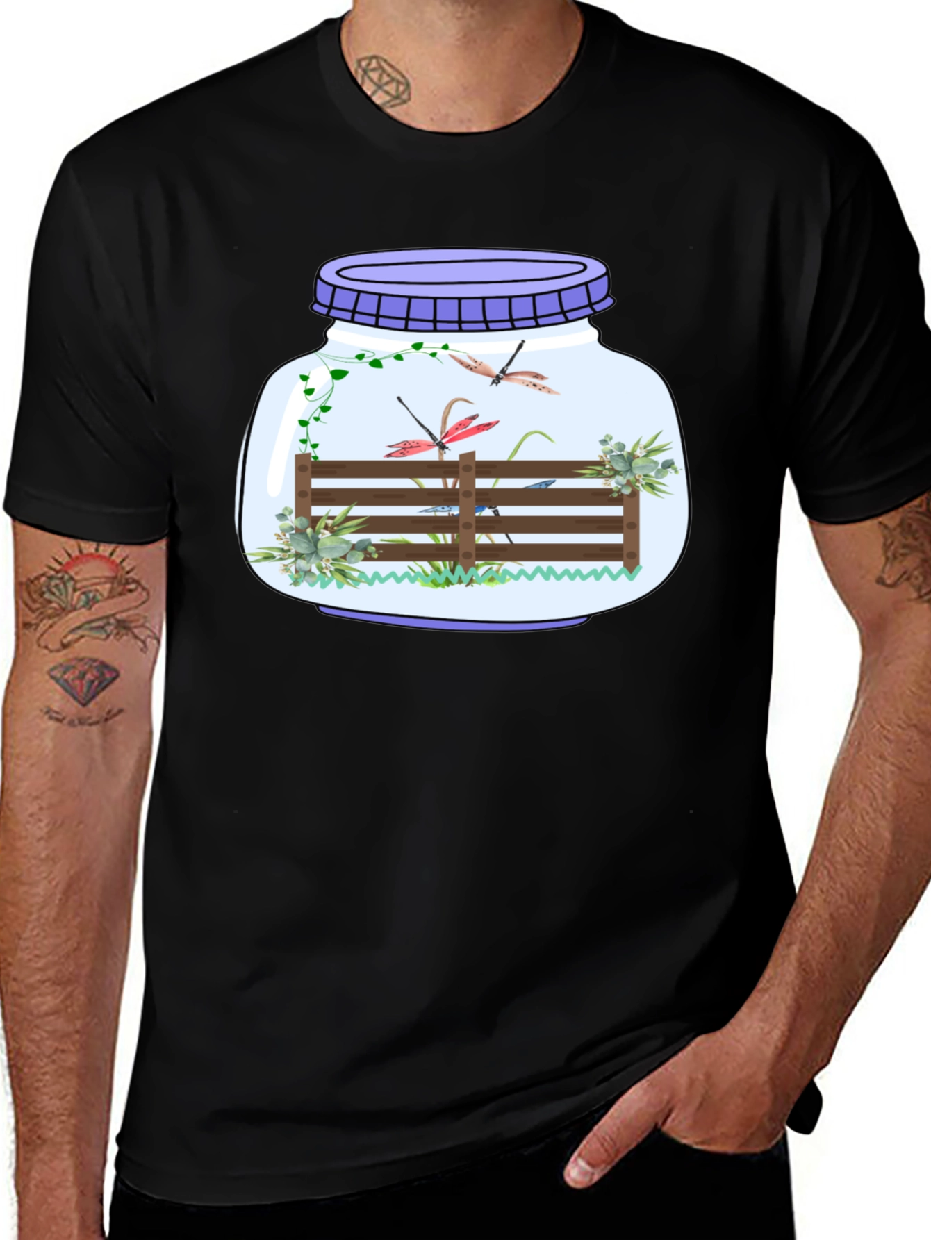 Black Dragonfly Terrarium Graphic Tee main image