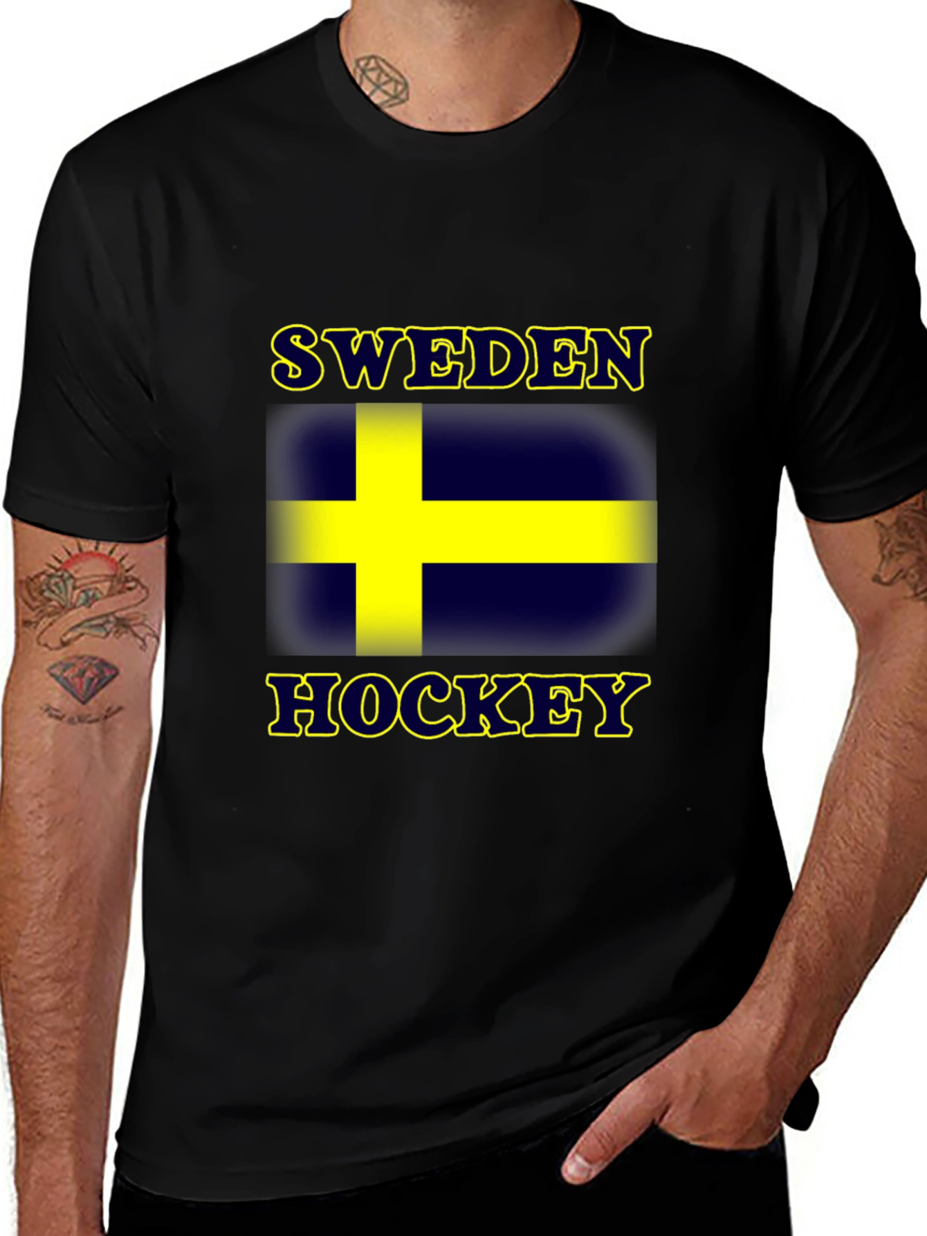 Sweden Hockey T-Shirt - Black Graphic Tee