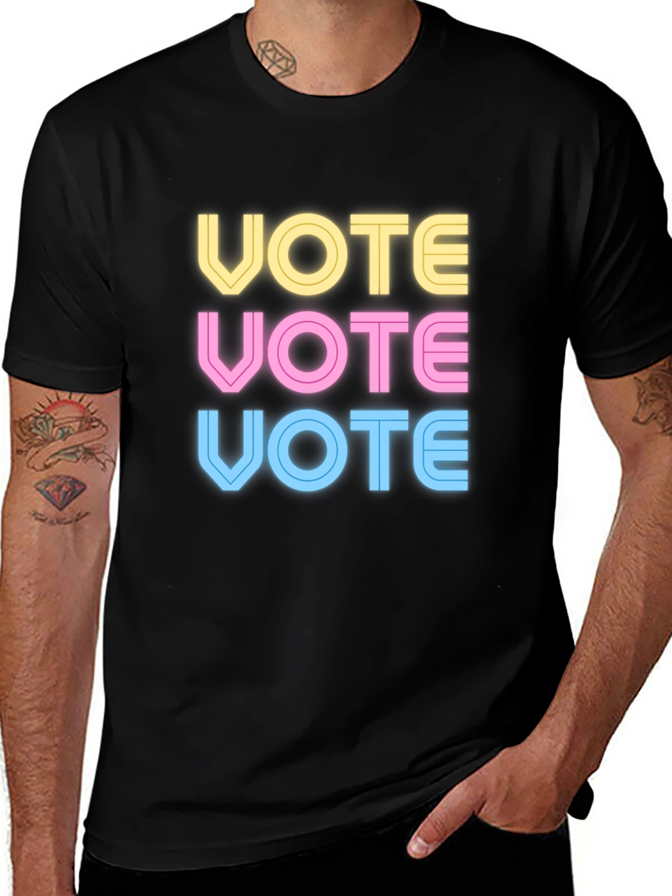 Vote Stacked Graphic Tee - Black