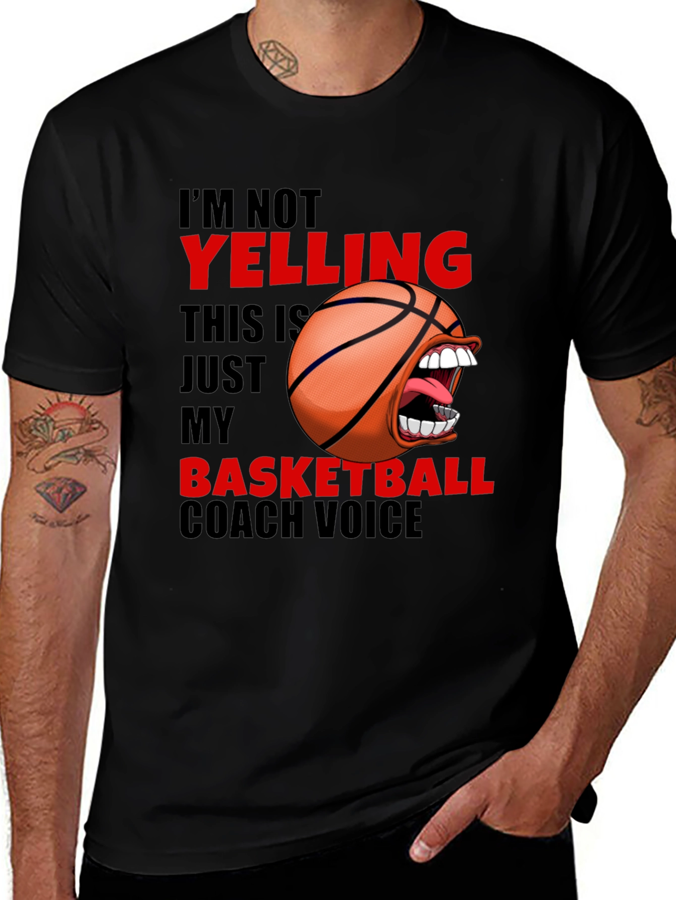 Variant 6 of Funny Basketball Coach T-Shirt - Yelling Design