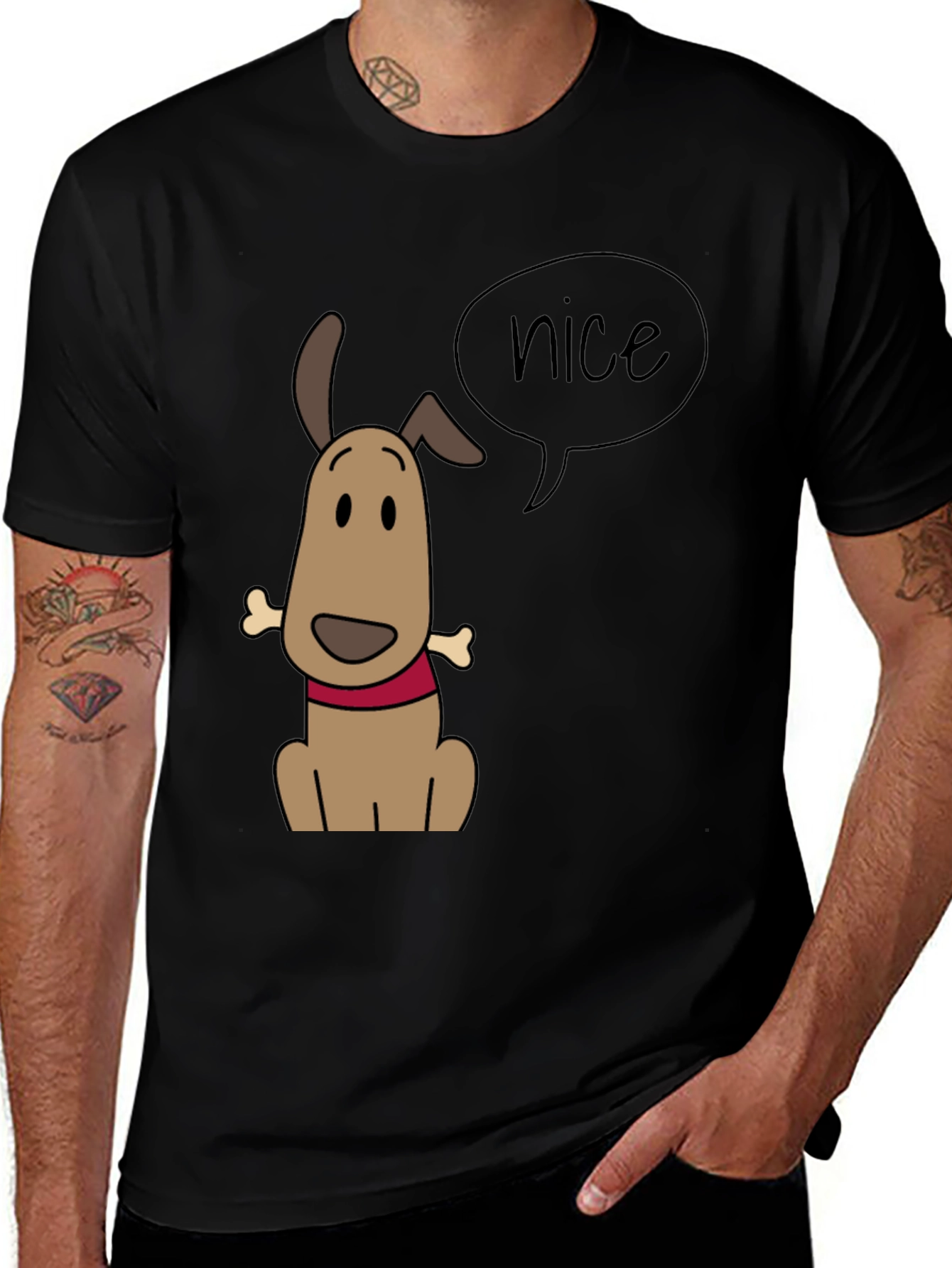 Variant 22 of Nice Dog Graphic Tee - Black Casual T-Shirt