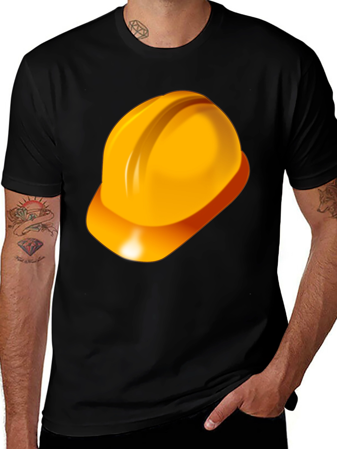 Black Construction Hard Hat T-Shirt - Safety First! main image
