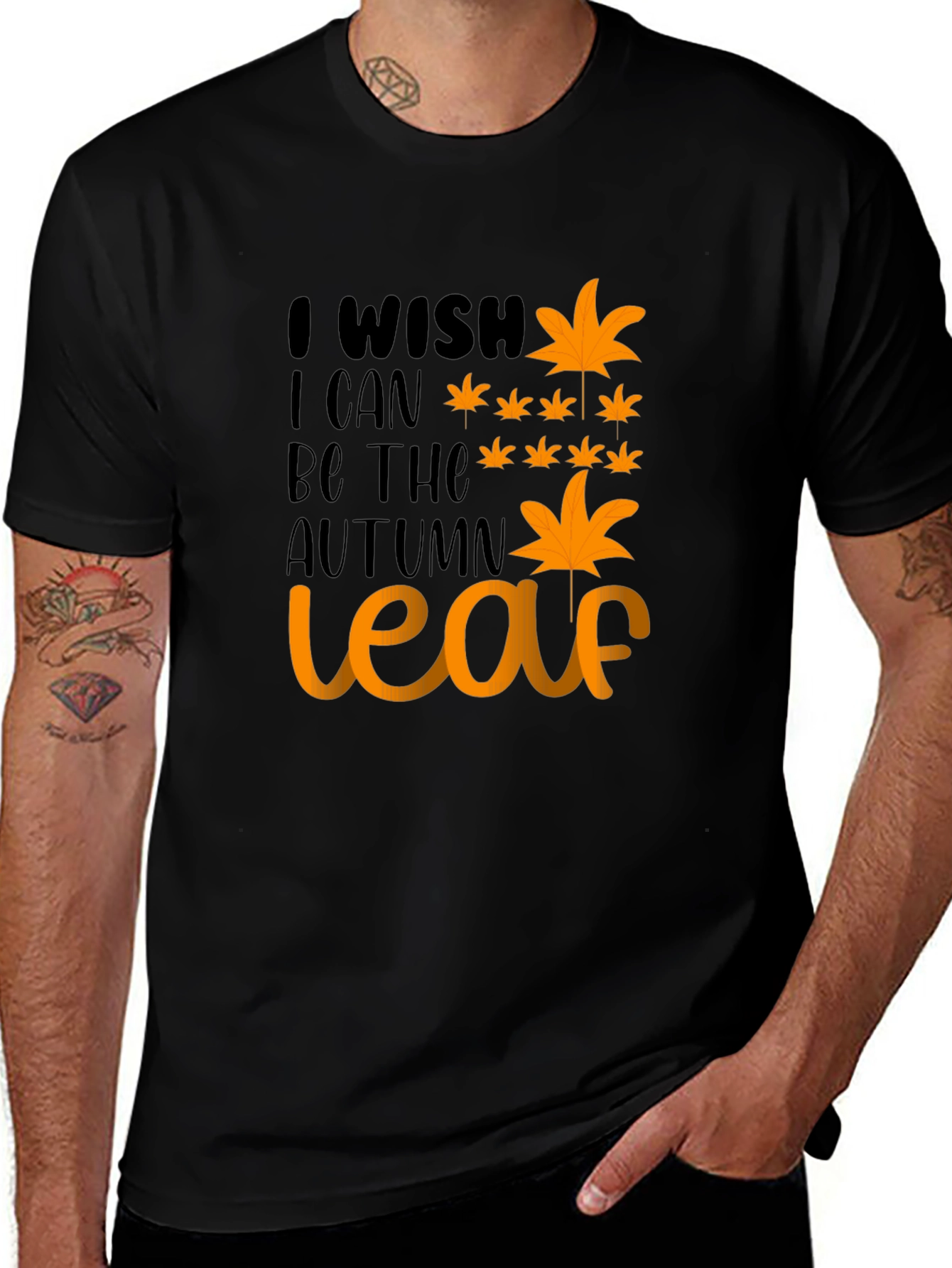 Variant 18 of Autumn Leaf Wish Graphic Tee - Black