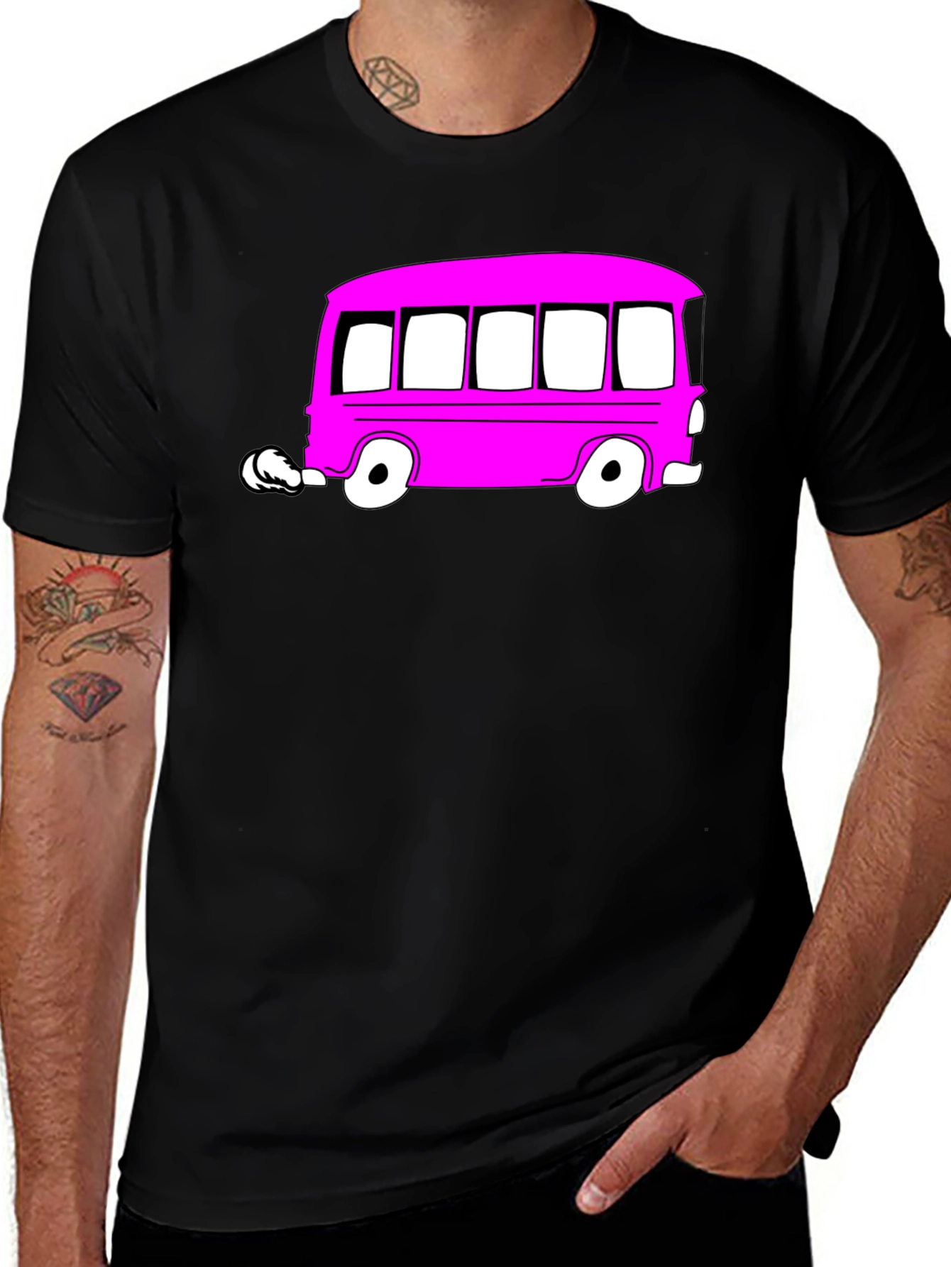 Variant 10 of Pink Bus Graphic Tee - Funky T-Shirt