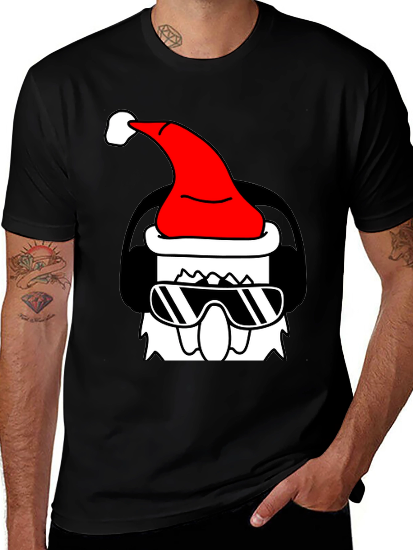 Cool Santa Graphic Tee - Black