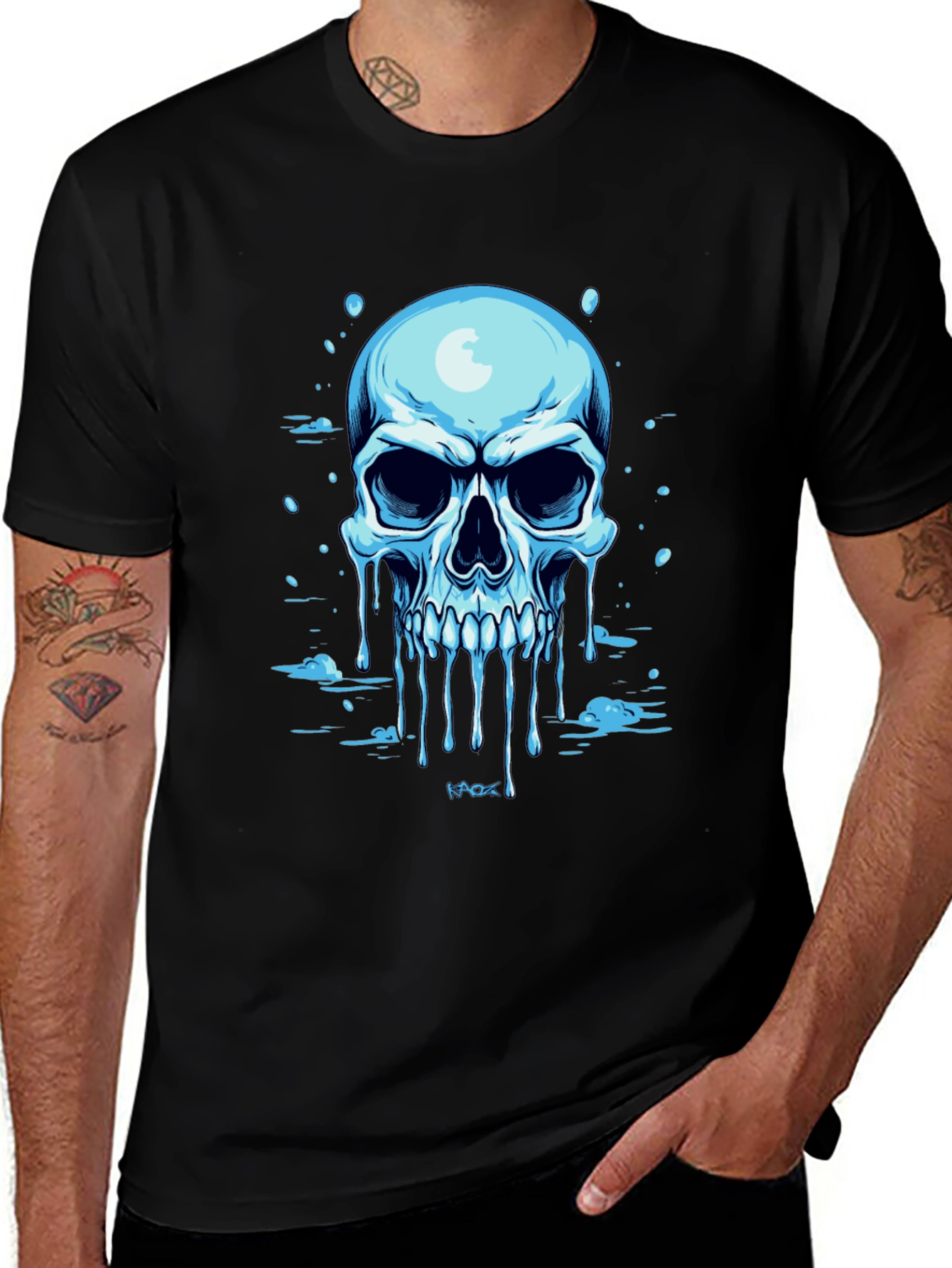 Variant 16 of Cool Blue Skull Graphic Tee