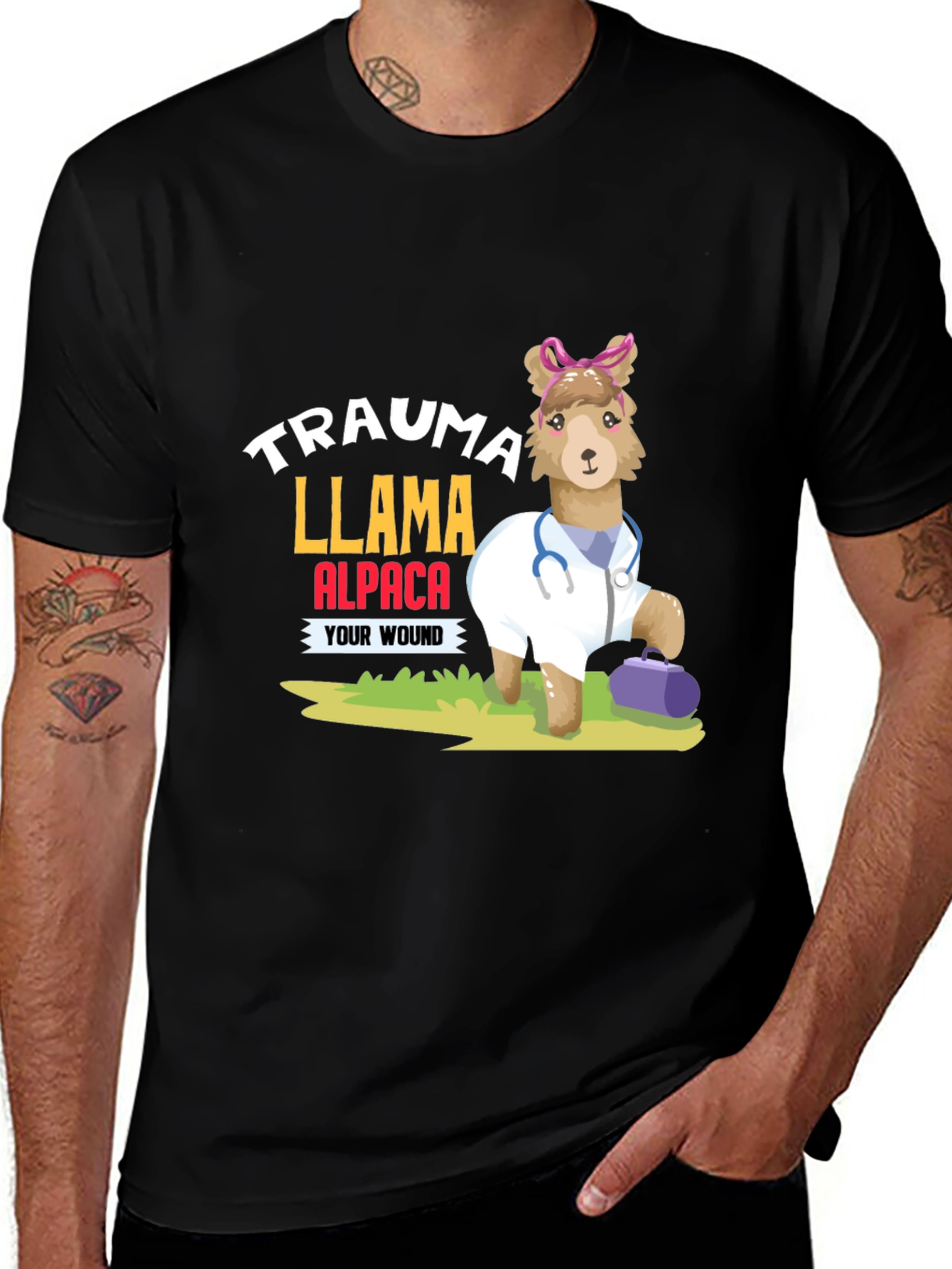 Trauma Llama Alpaca Graphic Tee - Funny Doctor Animal Shirt