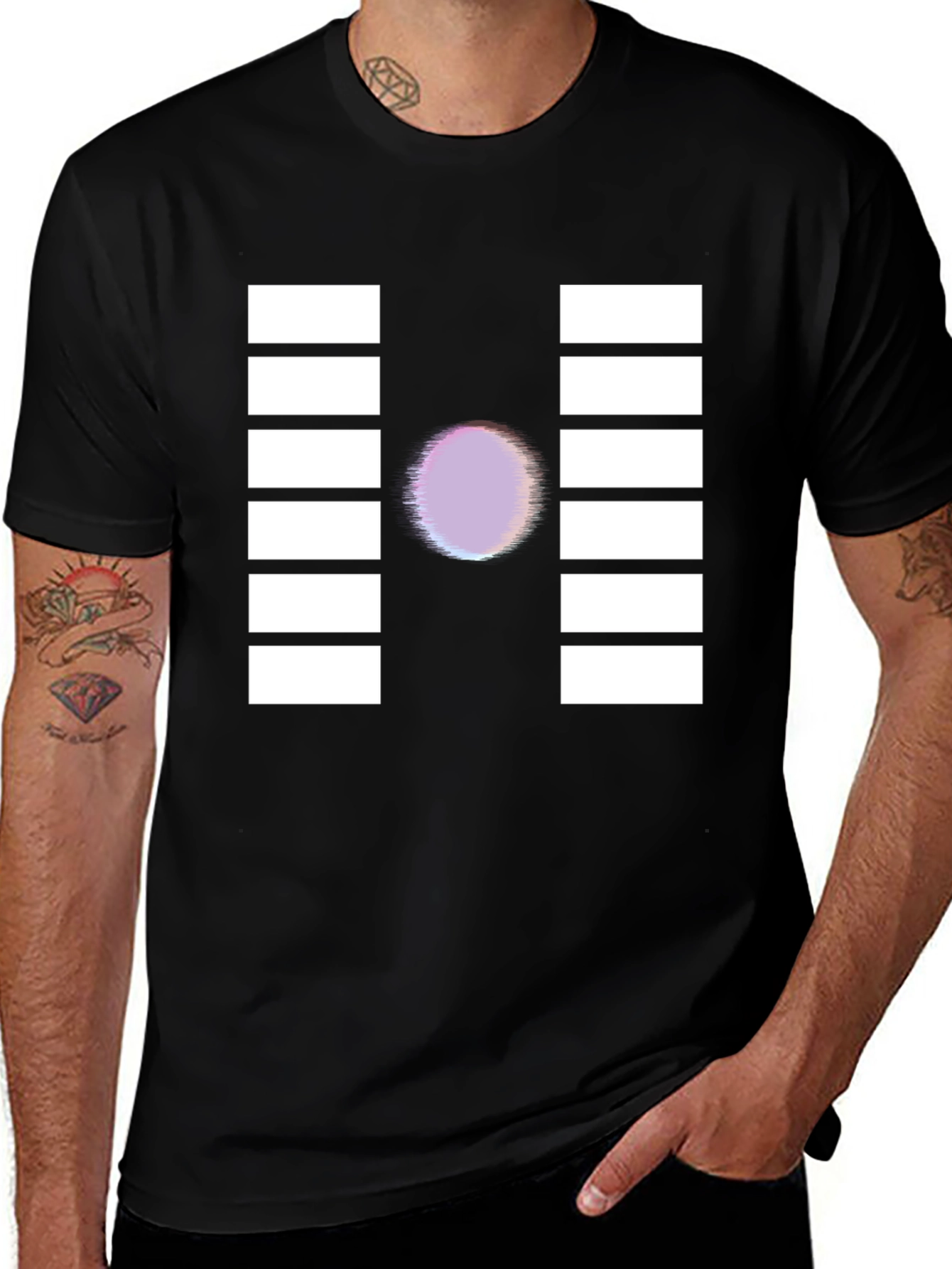 Variant 15 of Modern Graphic Tee: H-Design with Central Orb