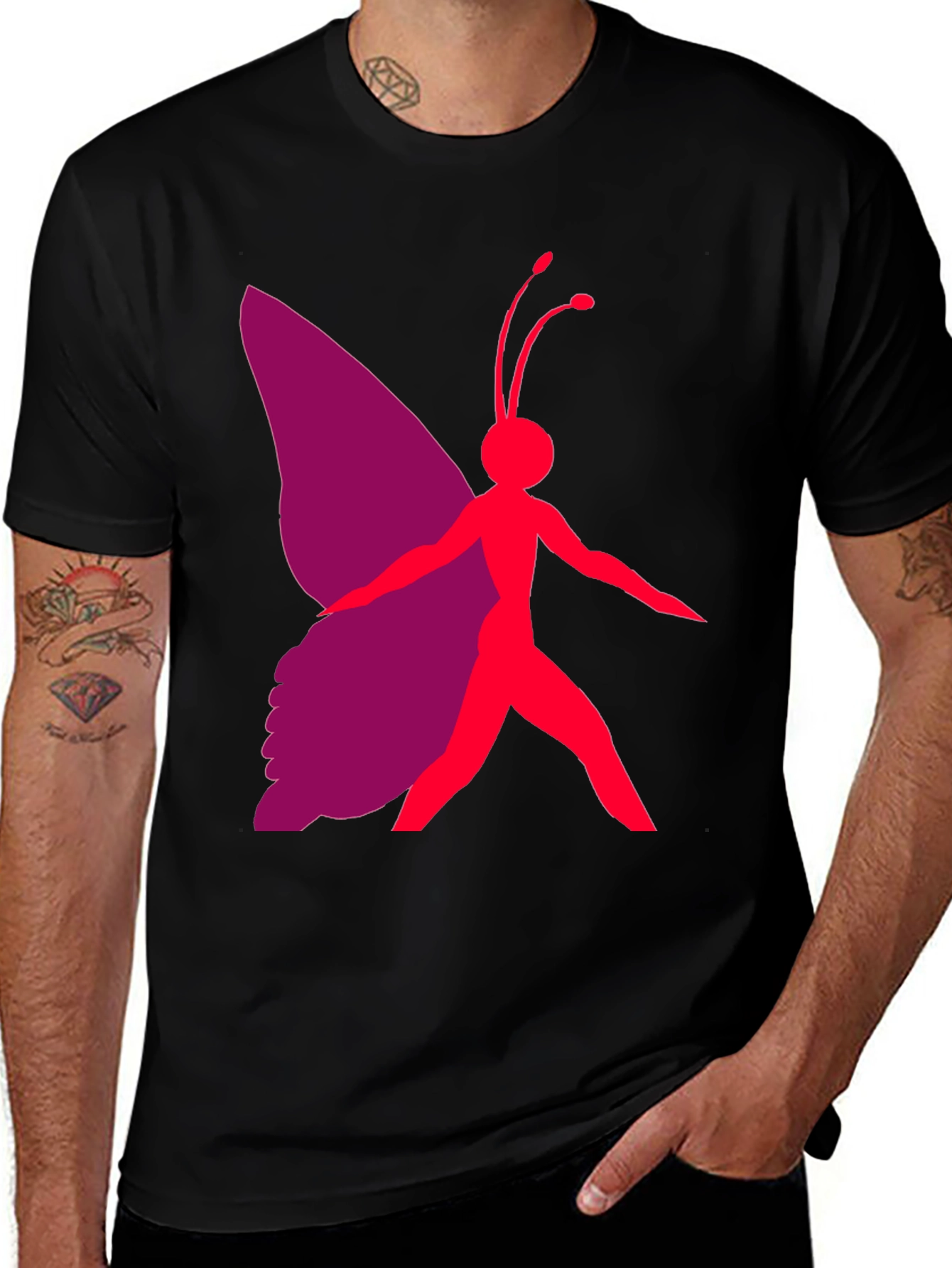 Variant 10 of Butterfly Graphic Tee - Black Casual T-Shirt