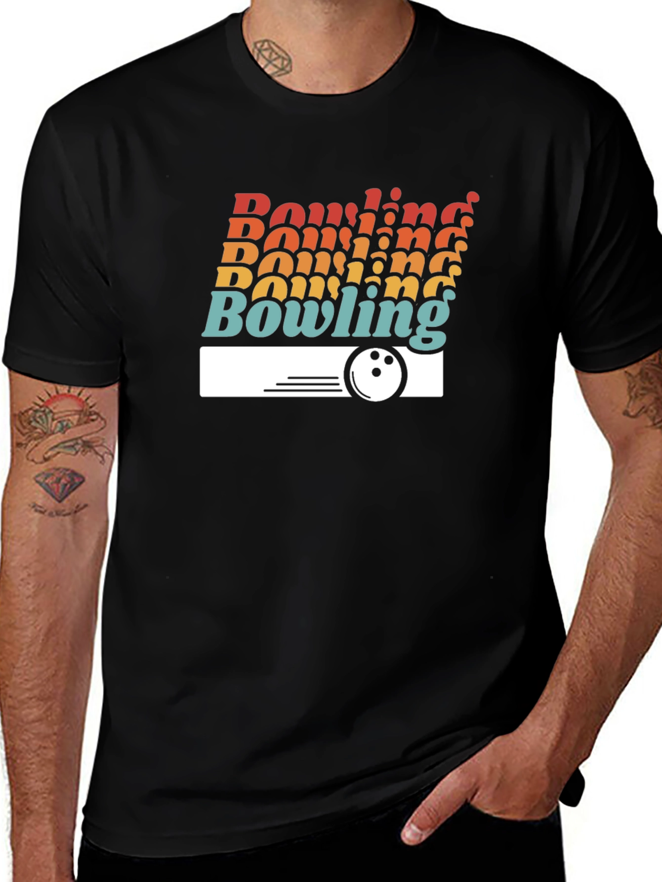 Variant 25 of Retro Bowling Graphic T-Shirt - Black