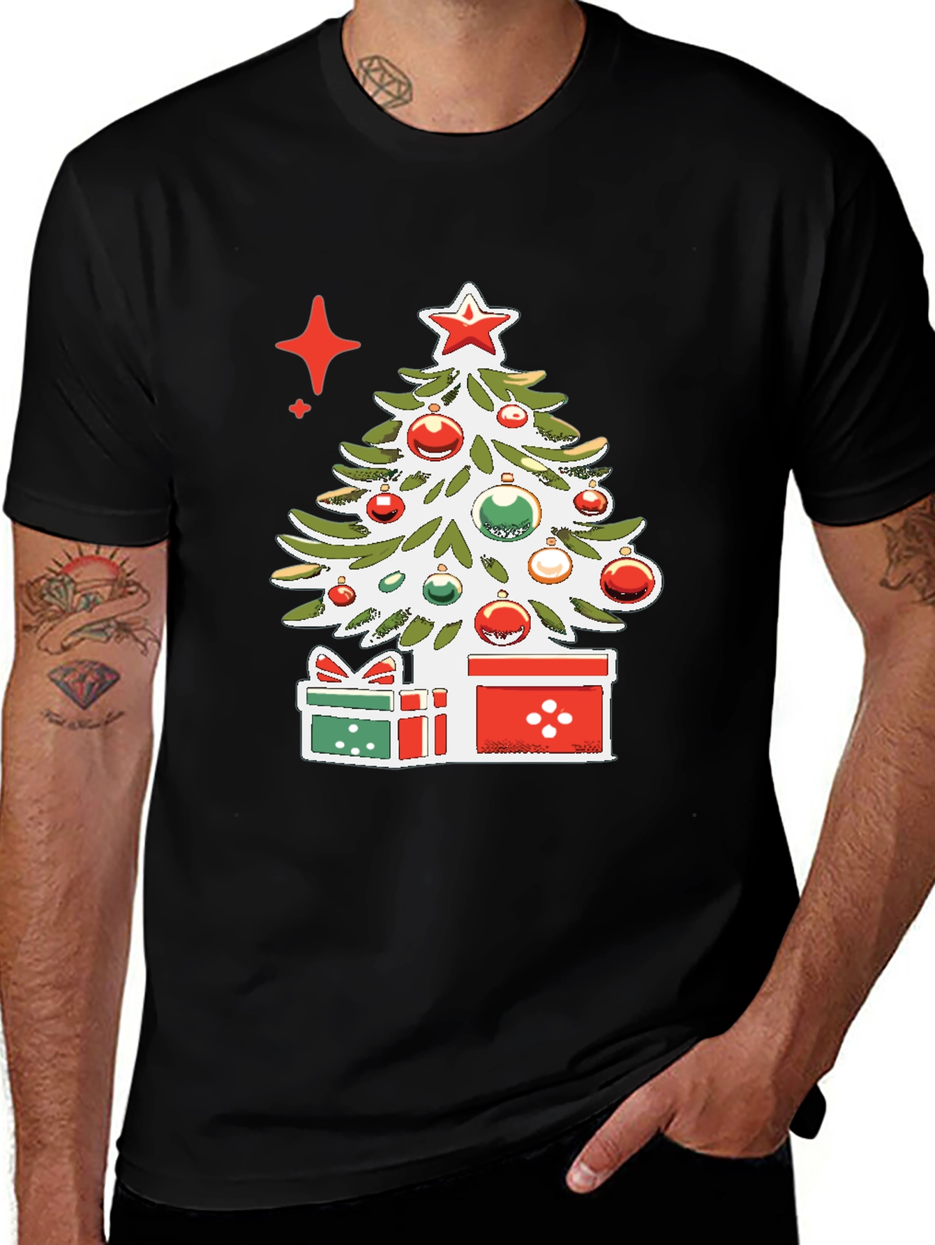 Variant 6 of Festive Christmas Tree Graphic Tee - Holiday Style