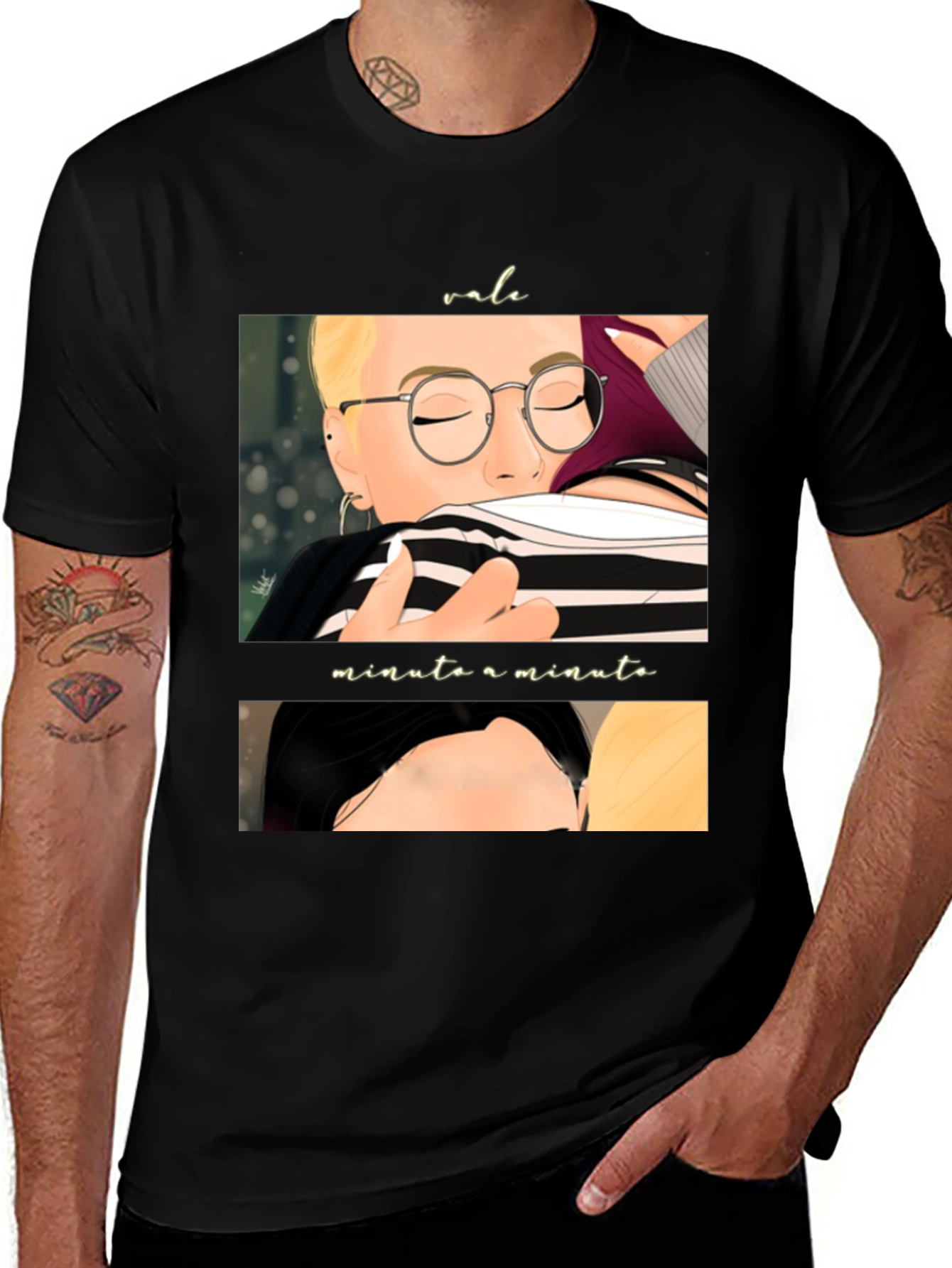 Variant 4 of Vale Minuta T-Shirt - Artistic Couple Design