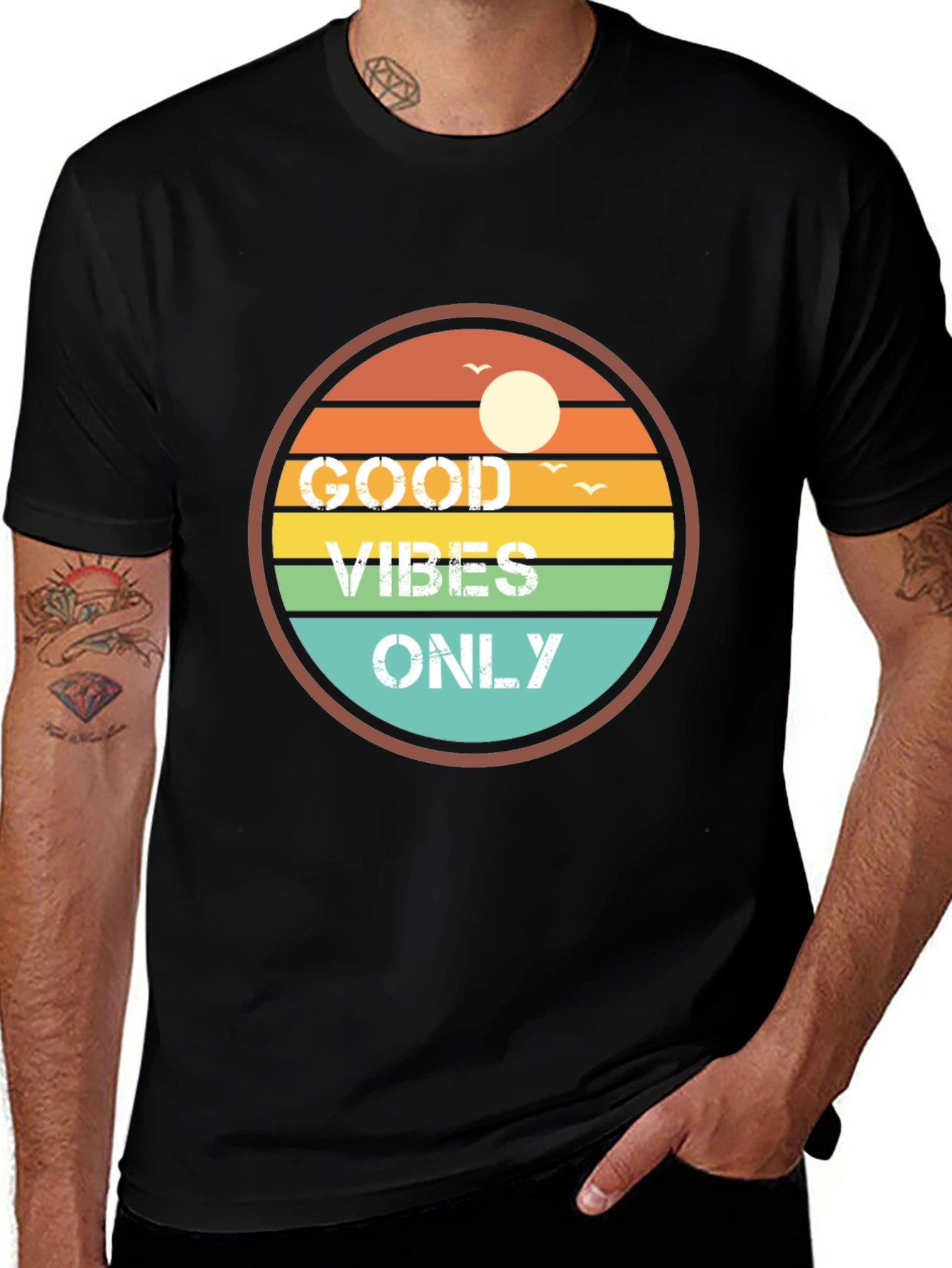 Variant 8 of Good Vibes Only Graphic T-Shirt - Retro Style