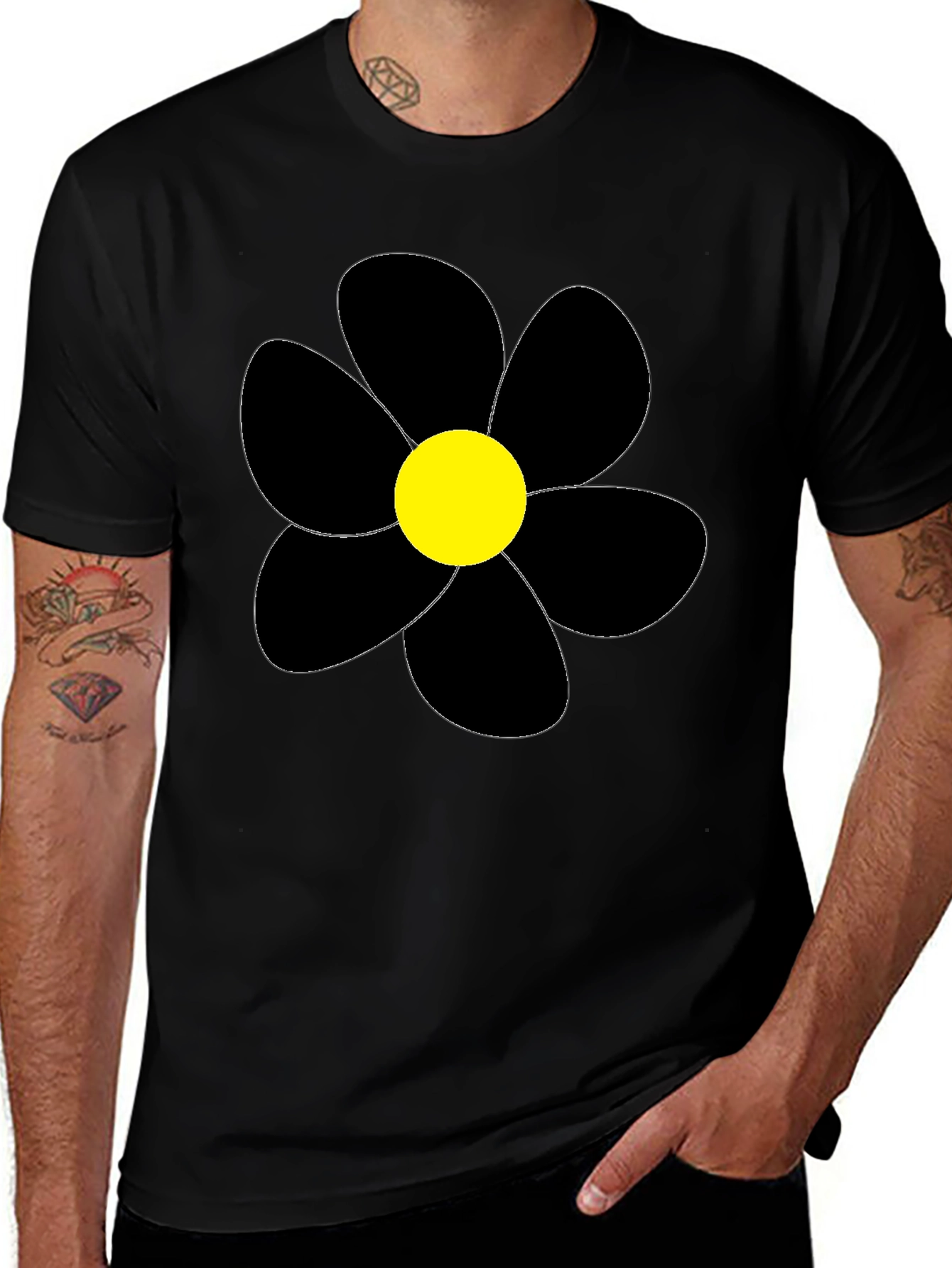 Variant 15 of Black Flower Graphic T-Shirt