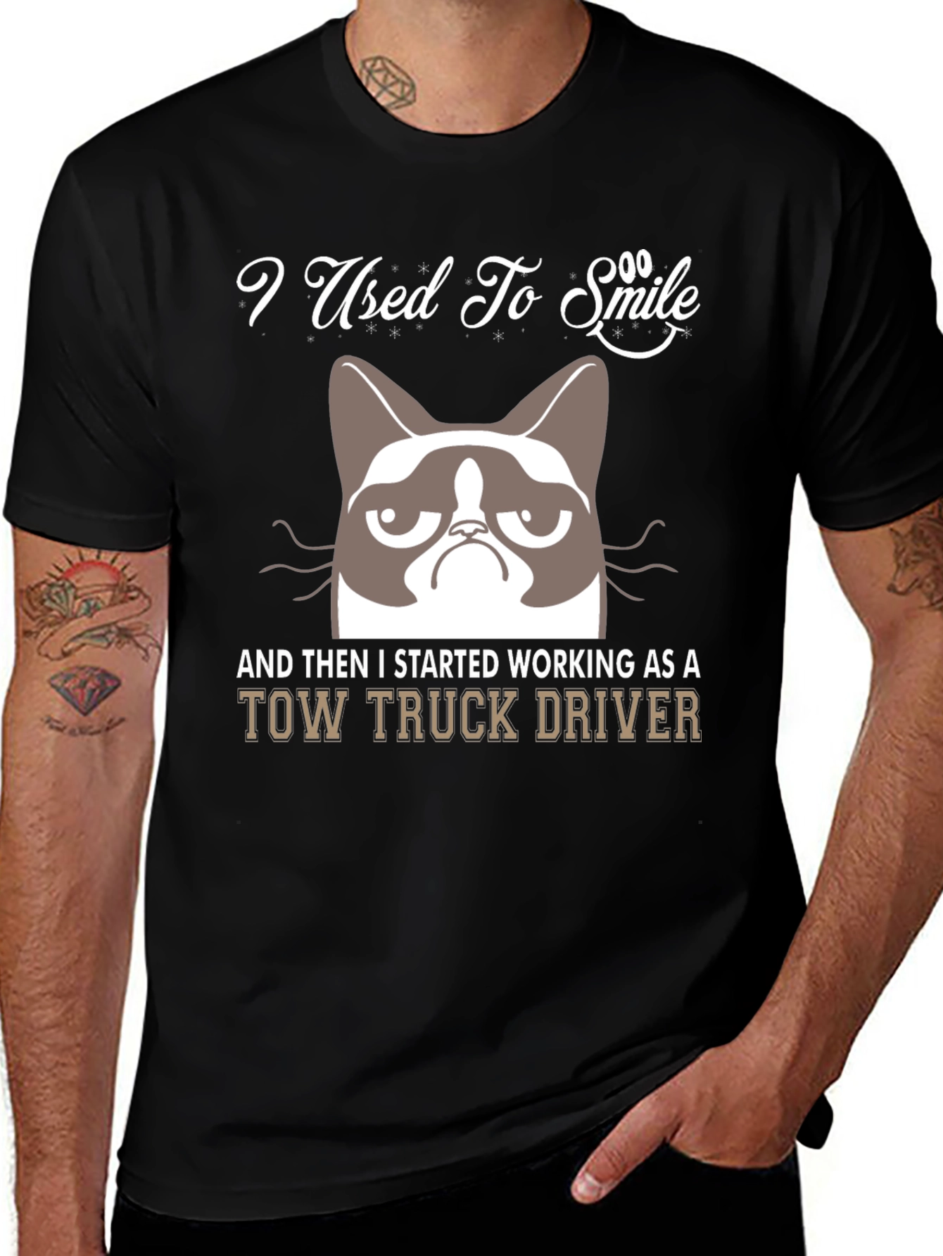 Variant 12 of Grumpy Cat Tow Truck Driver Humor T-Shirt