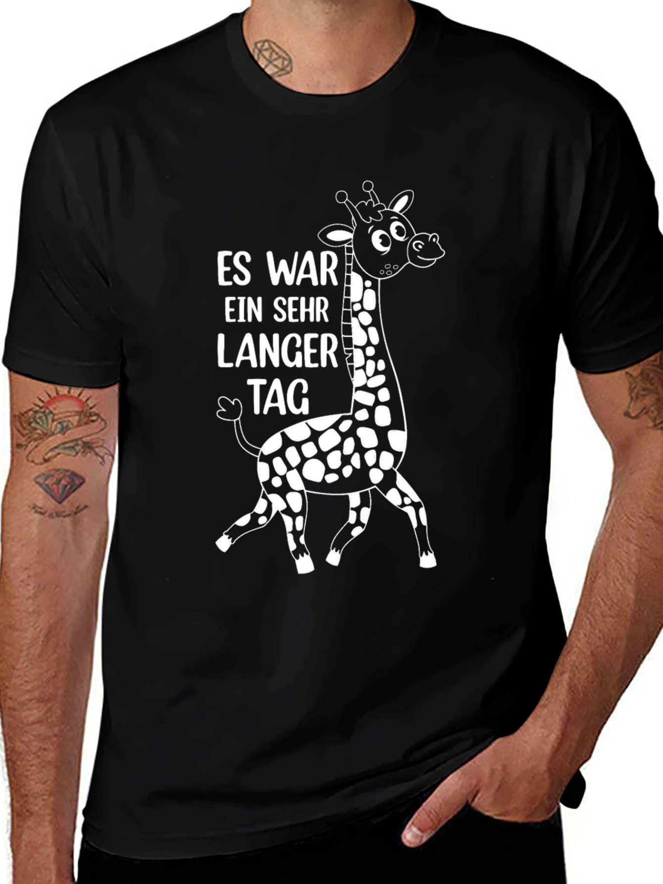 Variant 23 of Funny Giraffe T-Shirt - Es War Ein Sehr Langer Tag