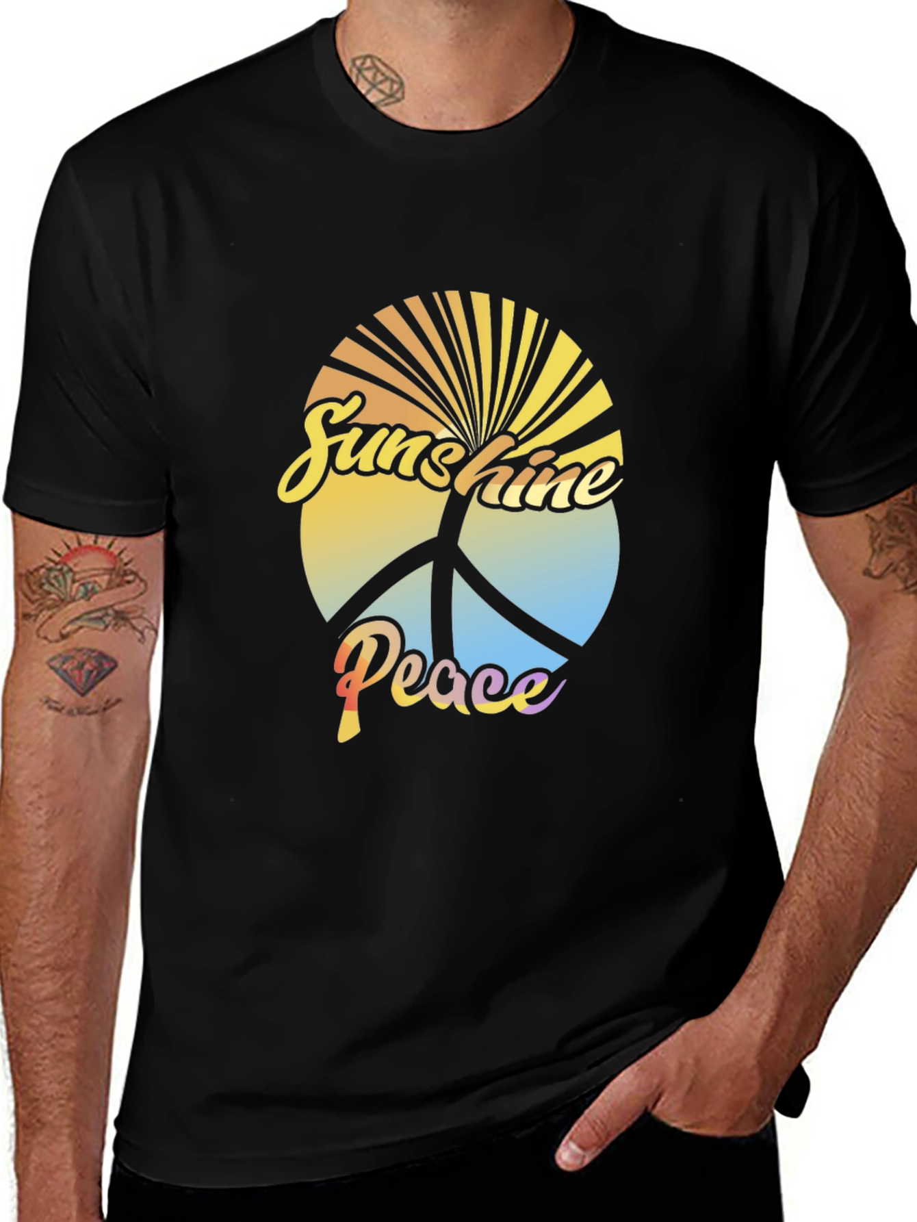 Variant 16 of Sunshine Peace Graphic Tee - Retro Style