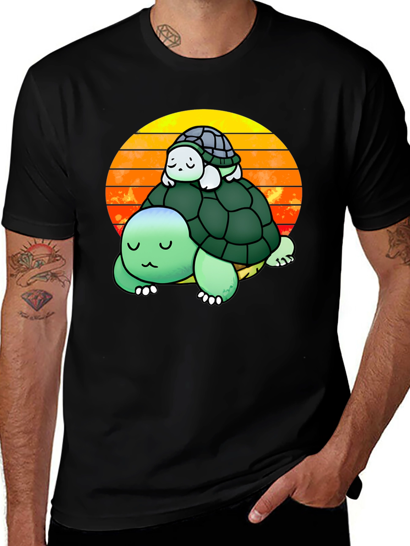 Variant 7 of Turtle Stack Sunset Graphic Tee