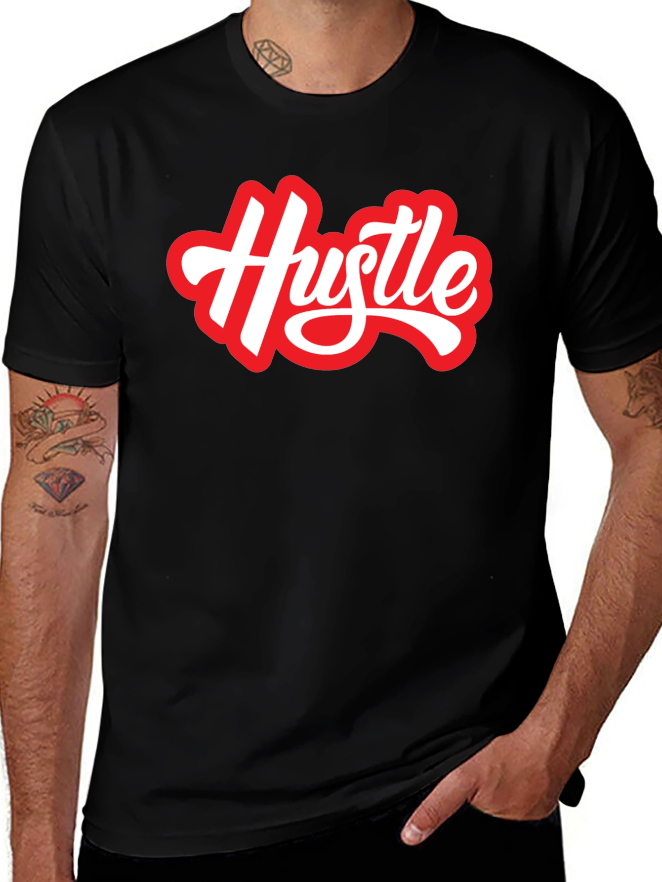 Variant 12 of Hustle Graphic Tee - Red & White Design