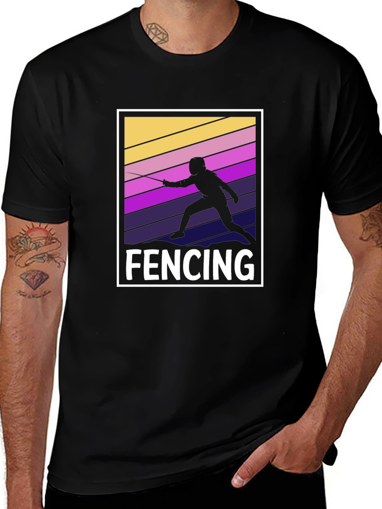 Variant 19 of Fencing Silhouette Graphic T-Shirt