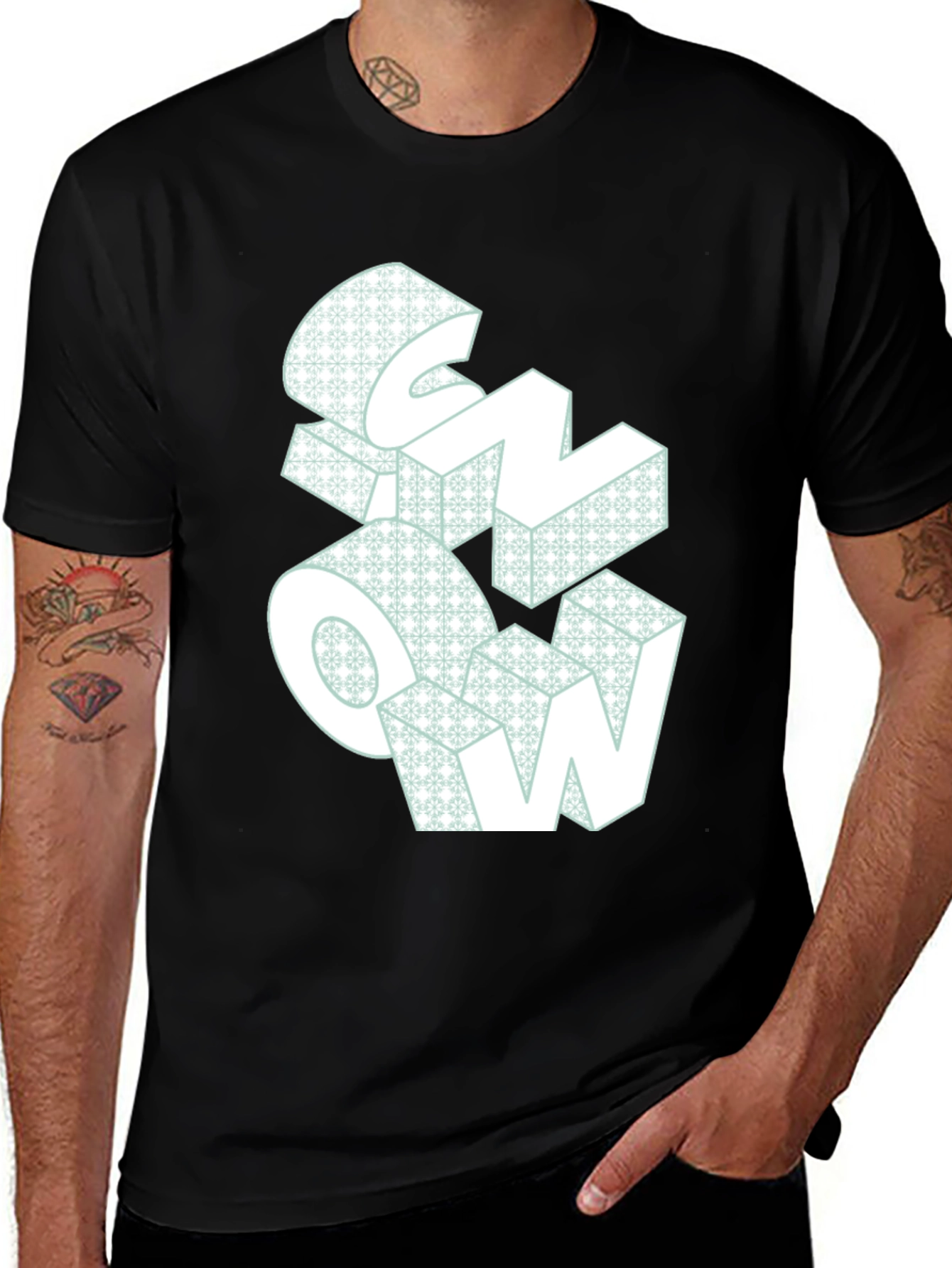 Variant 14 of Snow Graphic Print Black T-Shirt