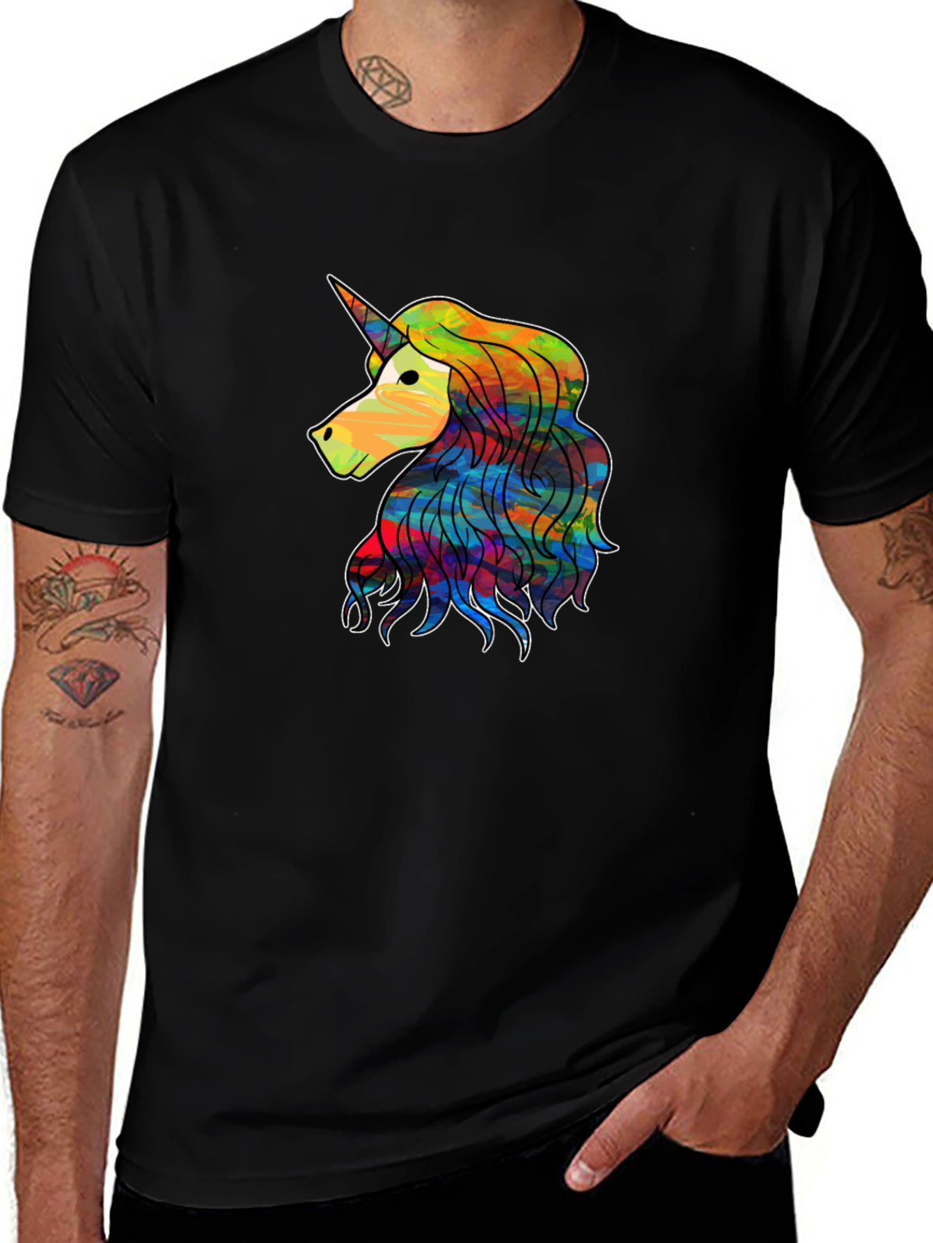 Variant 4 of Unicorn Graphic Black T-Shirt