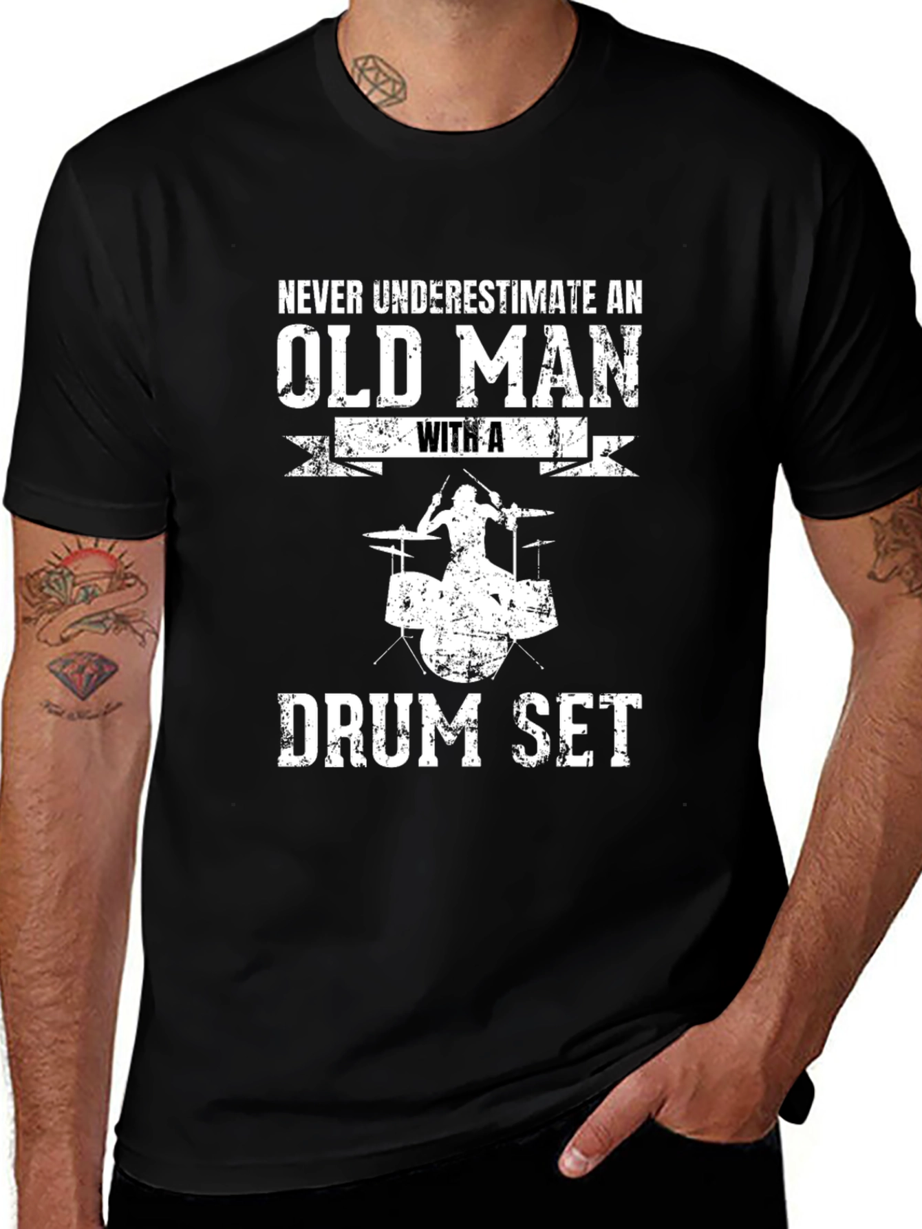 Variant 8 of Old Man Drum Set T-Shirt - Gift for Musician Dad