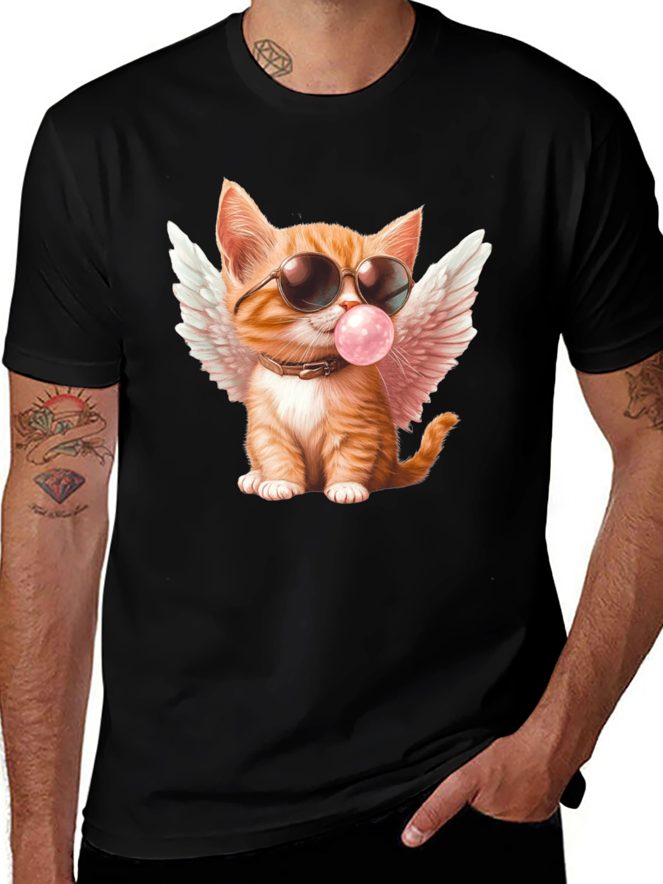 Variant 15 of Angel Cat T-Shirt - Bubblegum & Wings