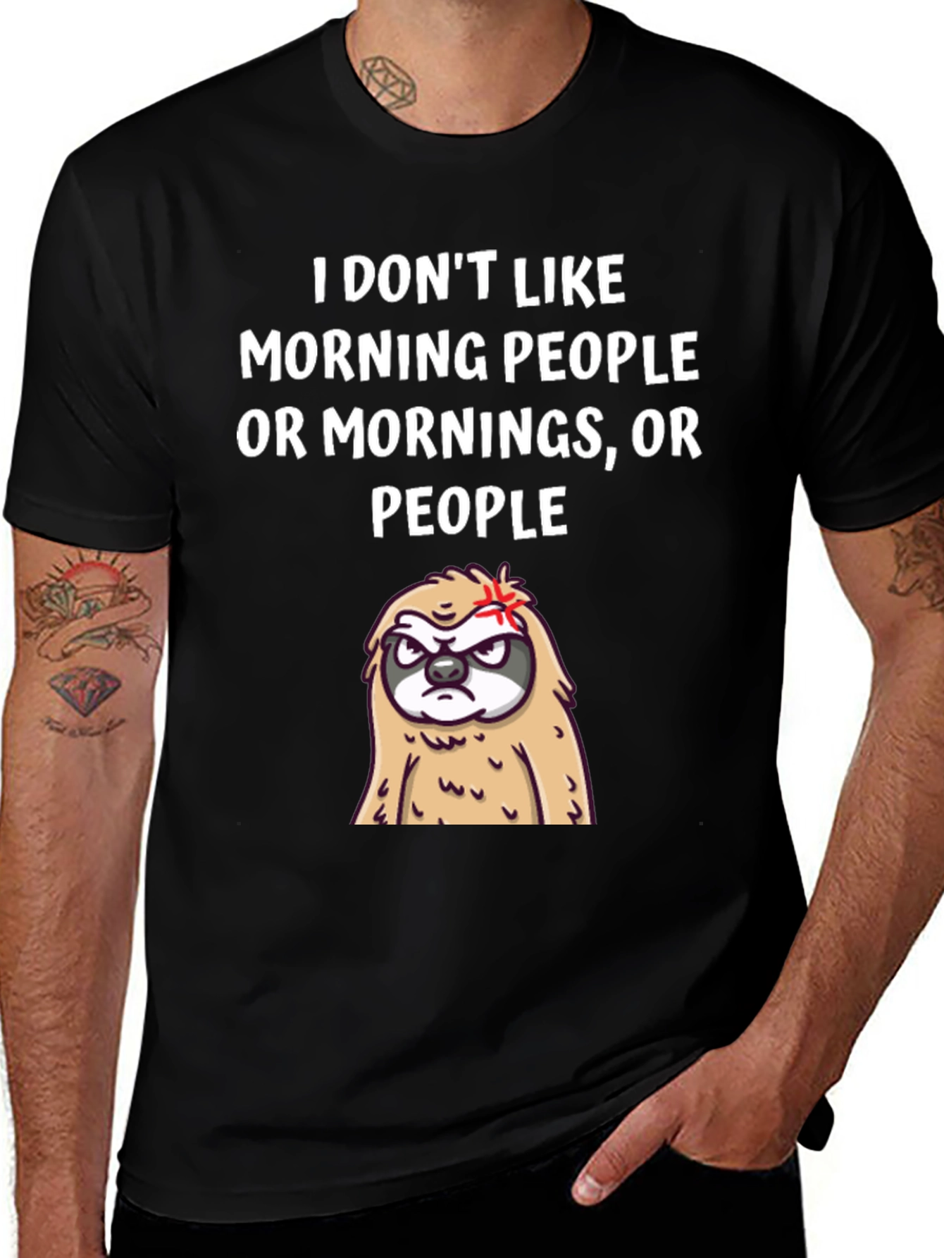 Variant 4 of Funny Sloth Graphic T-Shirt - Morning Person Hater