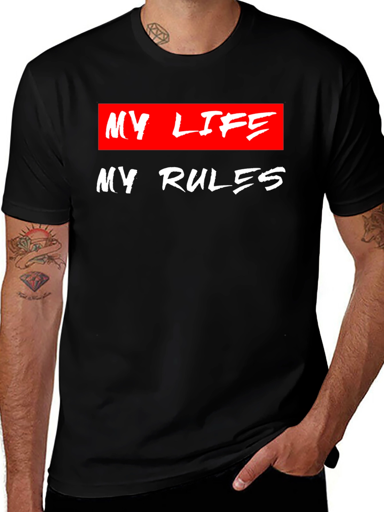 Variant 6 of My Life My Rules Graphic Tee - Black