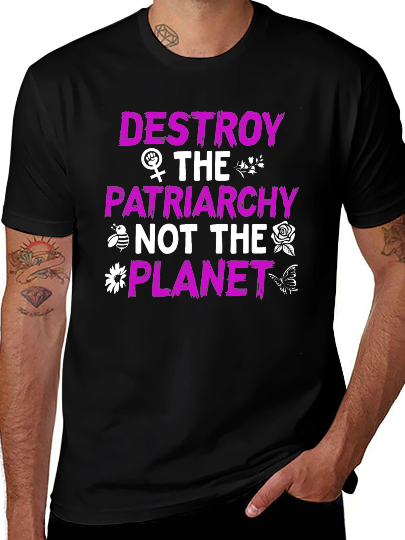 Variant 16 of Feminist Slogan T-Shirt - Destroy Patriarchy, Not The Planet!