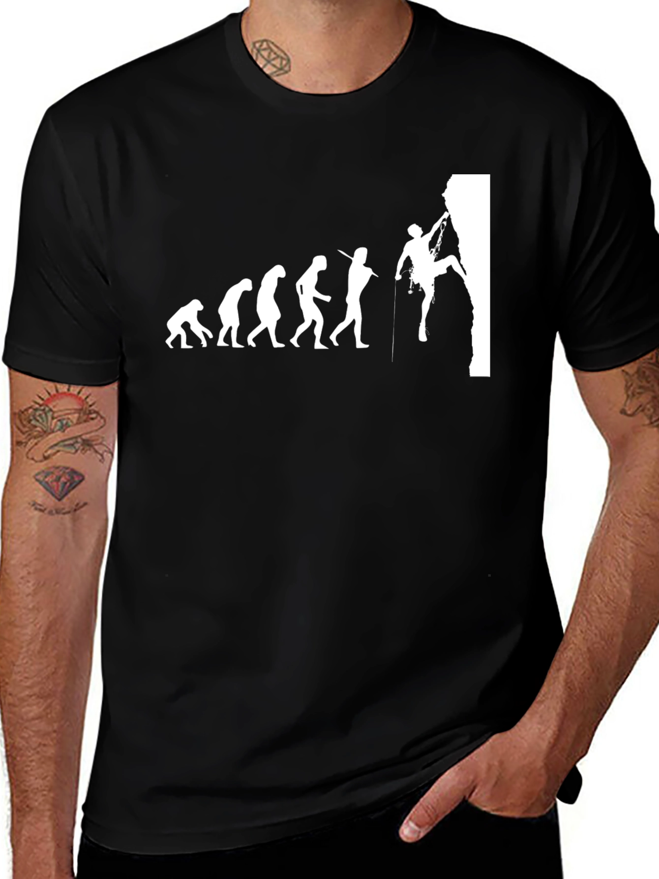 Variant 9 of Evolution of Climbing Graphic Tee - Black Cotton T-Shirt