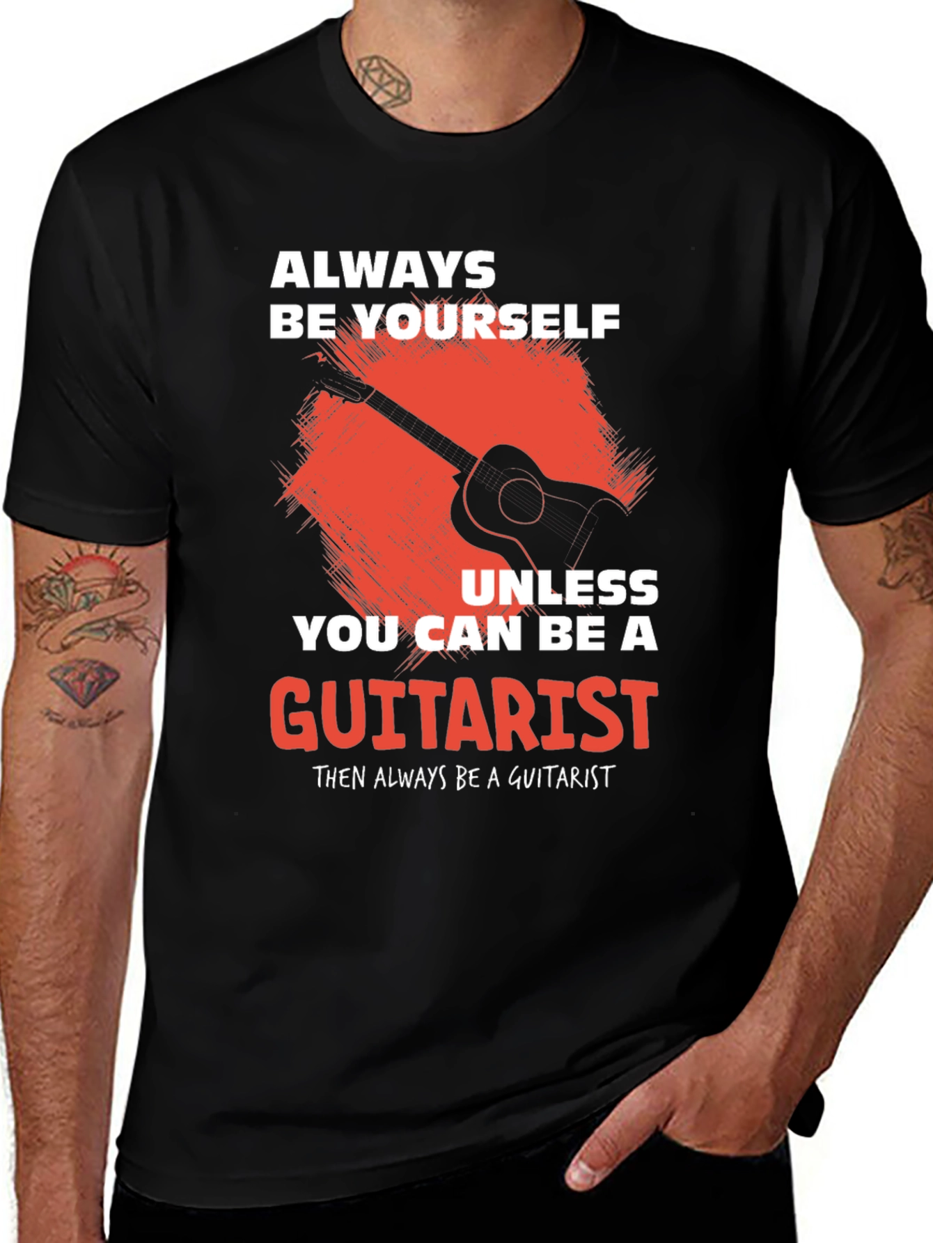 Black Guitarist Graphic Tee - Musician's Humor T-Shirt main image
