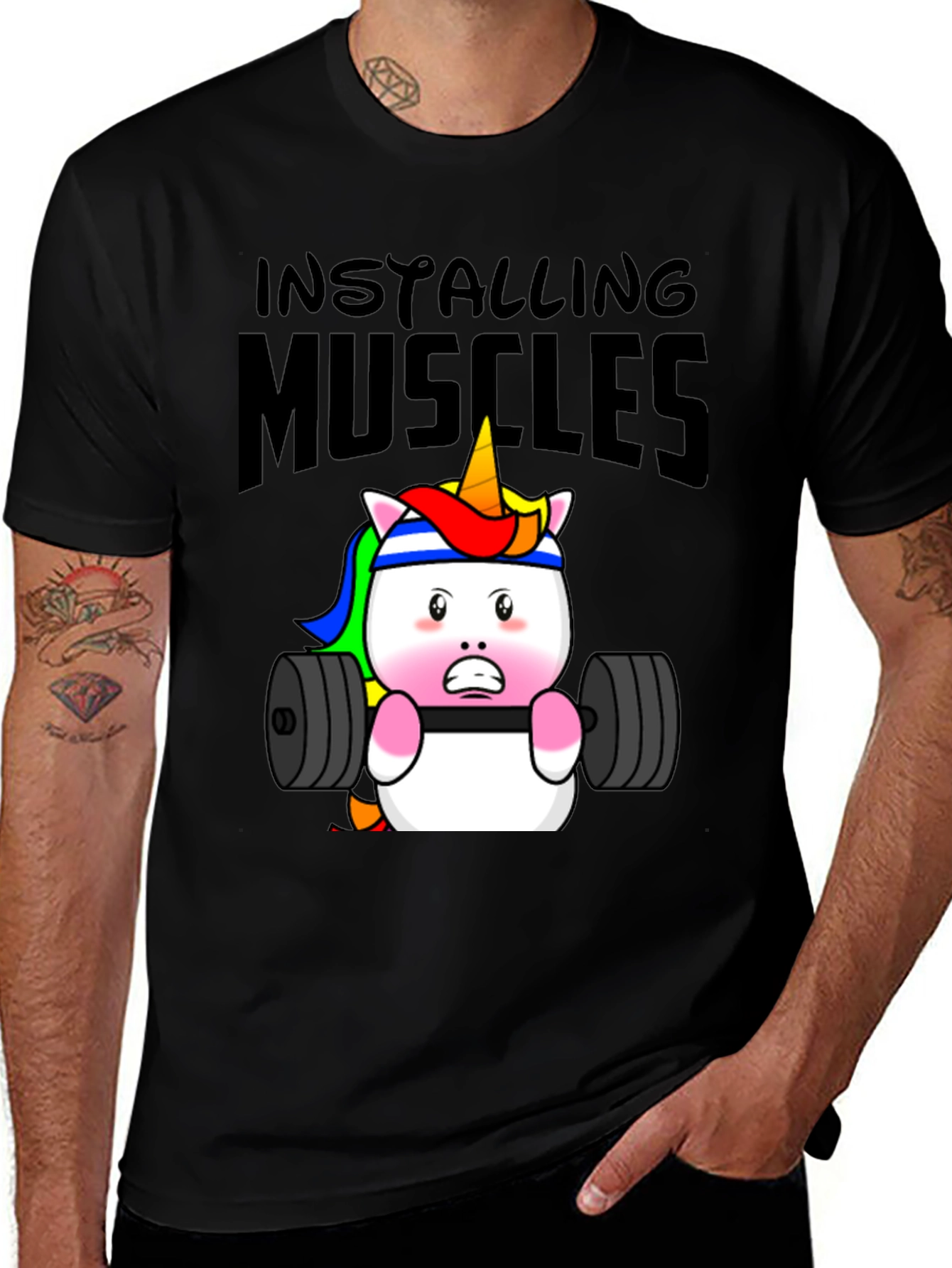 Variant 7 of Unicorn Lifting Weights Graphic T-Shirt
