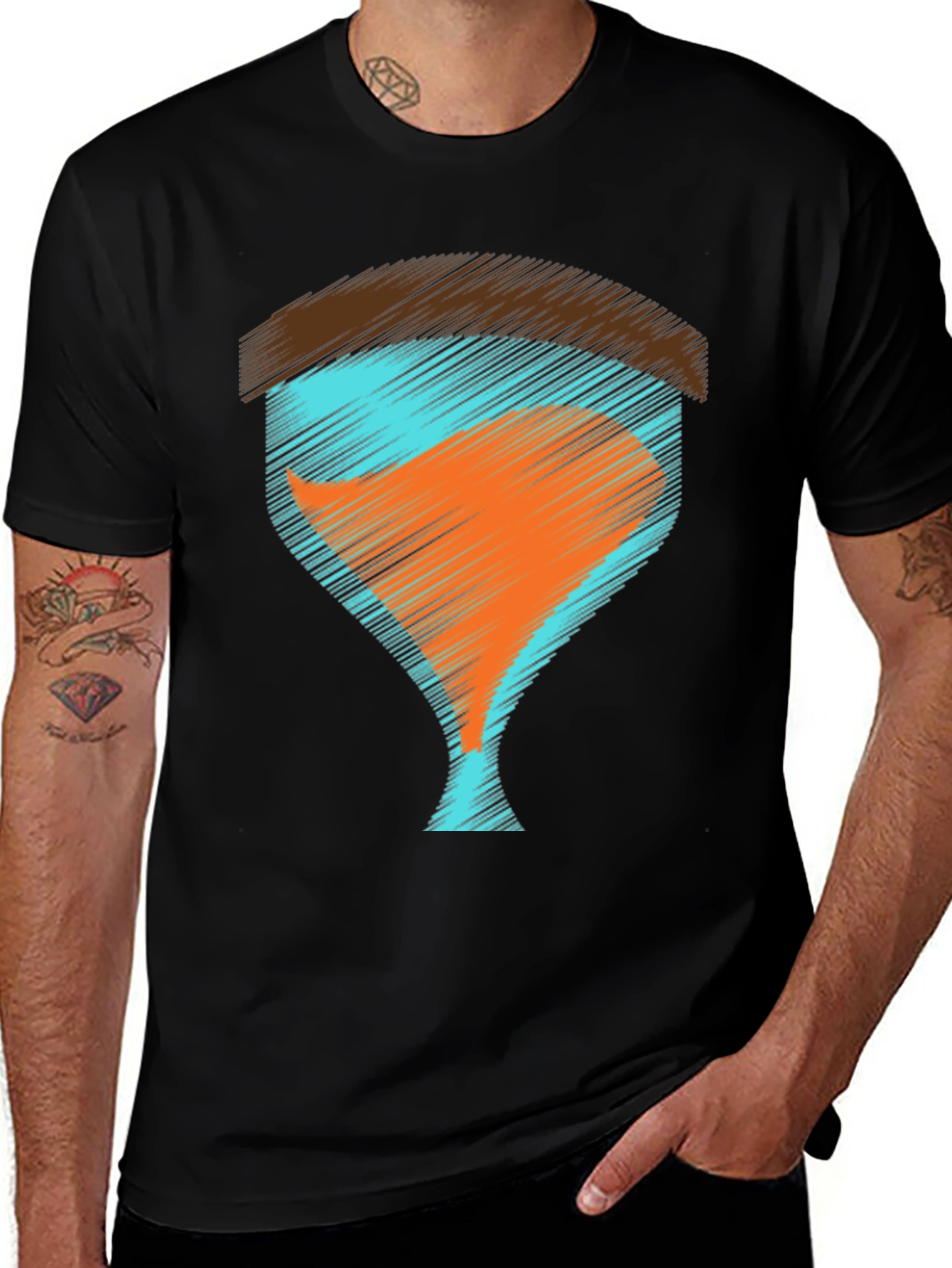 Variant 5 of Stylized Hourglass Graphic Tee - Black