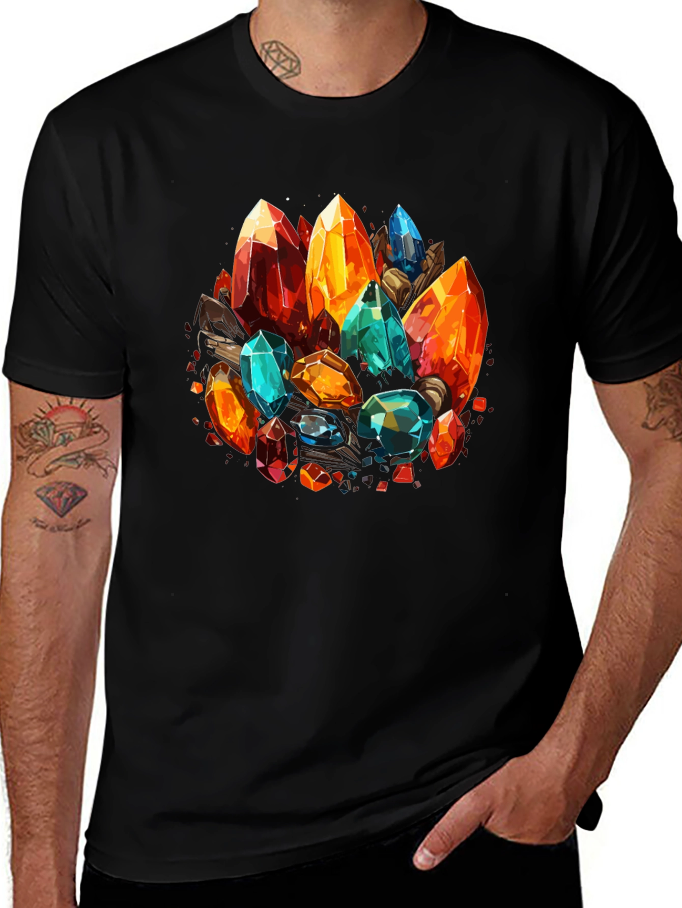 Variant 26 of Crystal Gemstone Graphic Tee - Black
