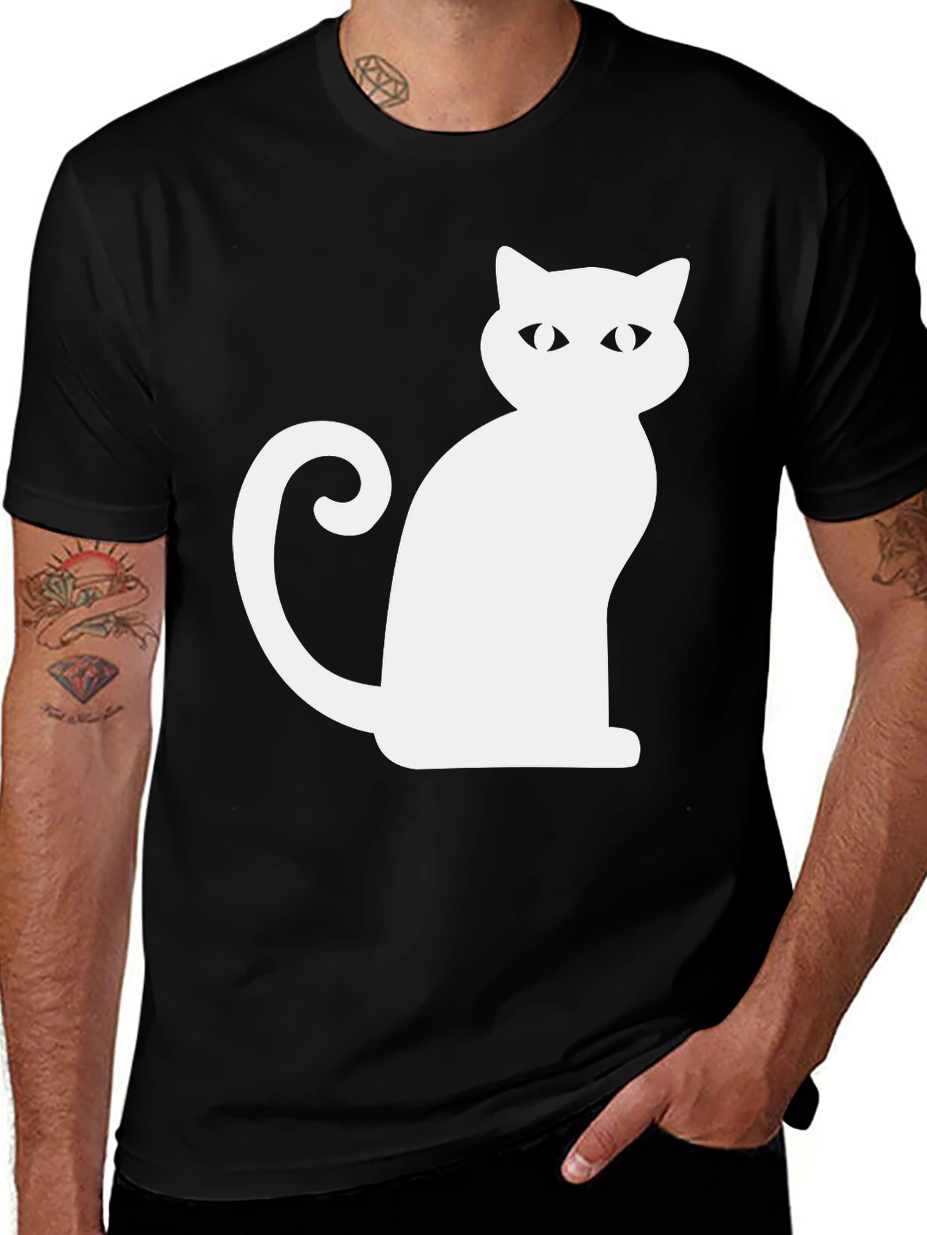 Variant 27 of Cool Cat T-Shirt - Black Crew Neck Tee