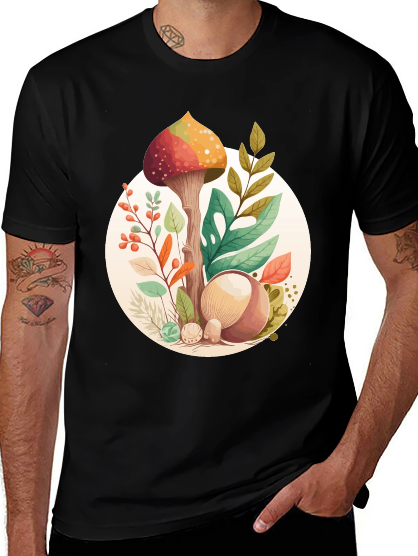 Variant 14 of Mushroom Circle Graphic Tee - Organic Style