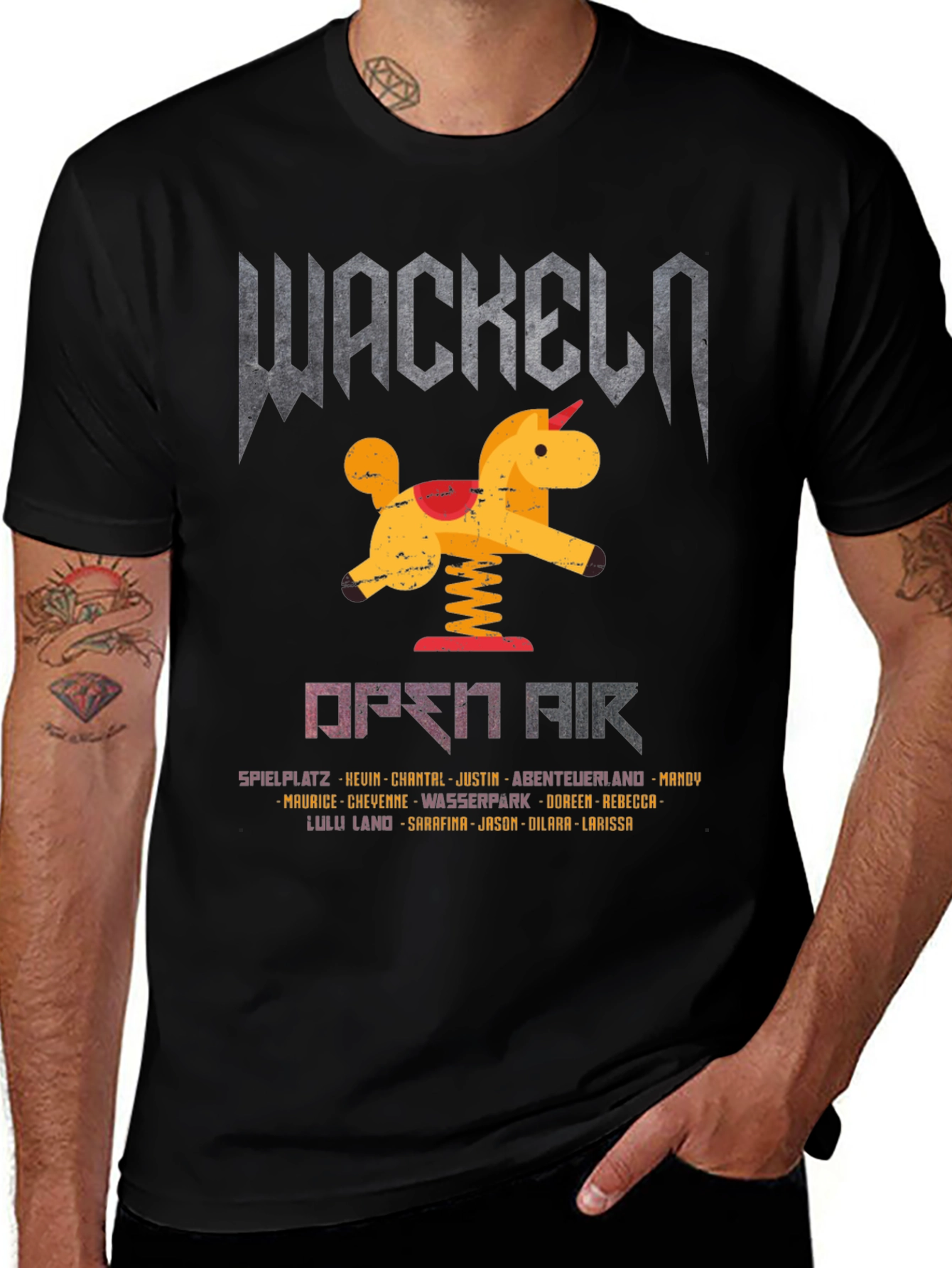 Variant 10 of Wackeln Open Air T-Shirt, Unicorn Design, Black