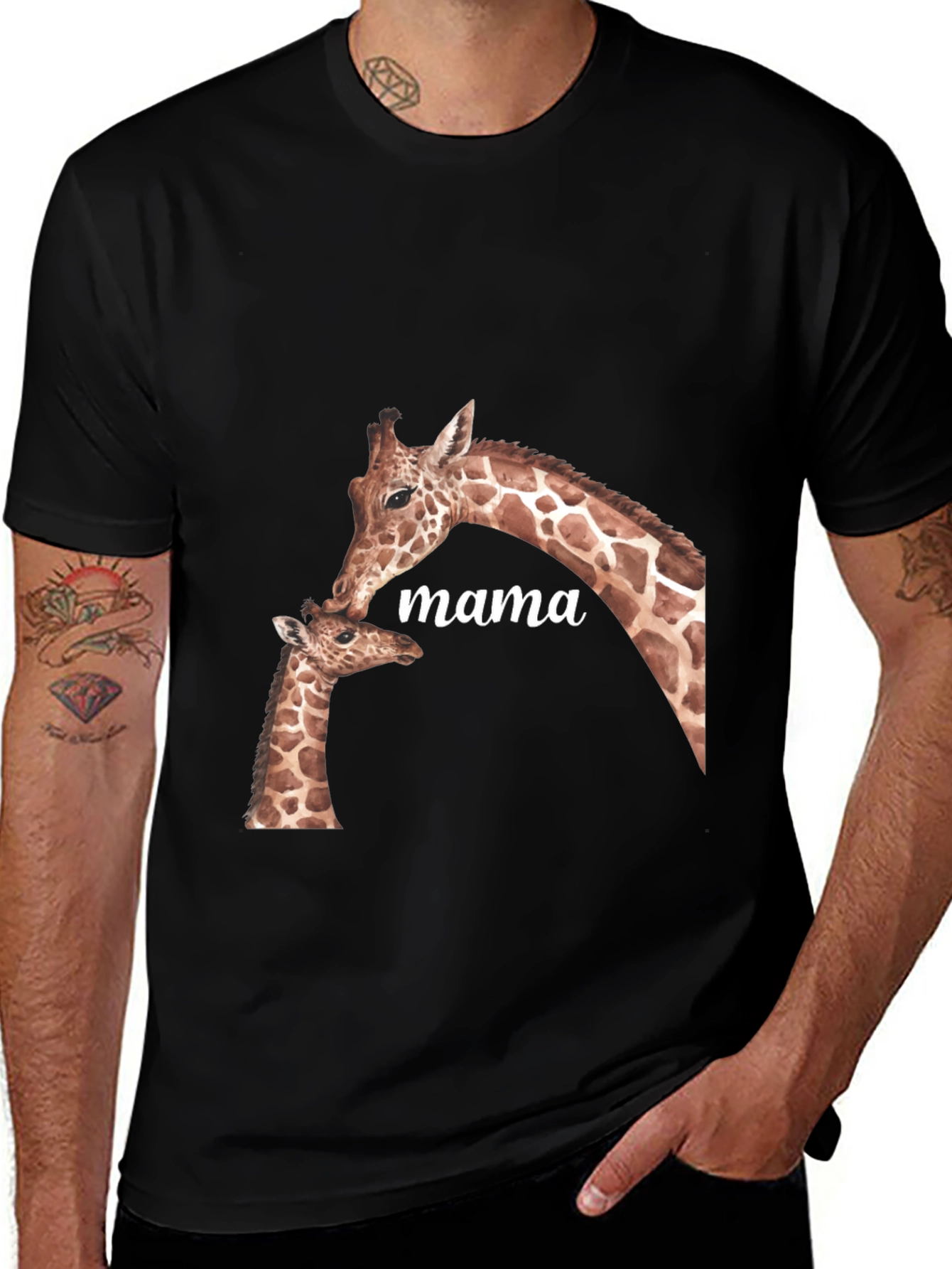 Variant 13 of Mama Giraffe Graphic Tee - Soft Black T-Shirt