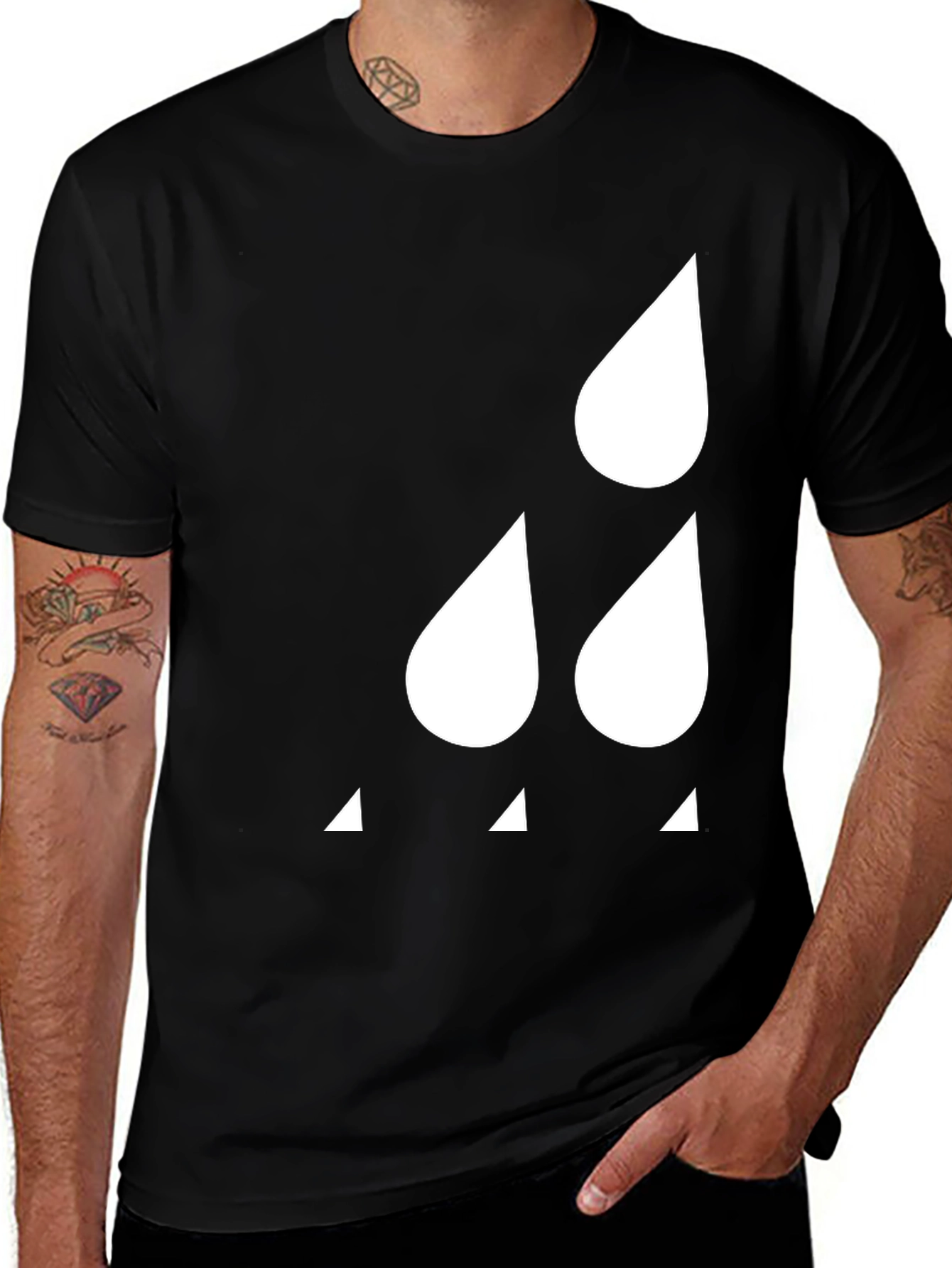 Variant 22 of Black T-Shirt with Geometric Raindrop Design