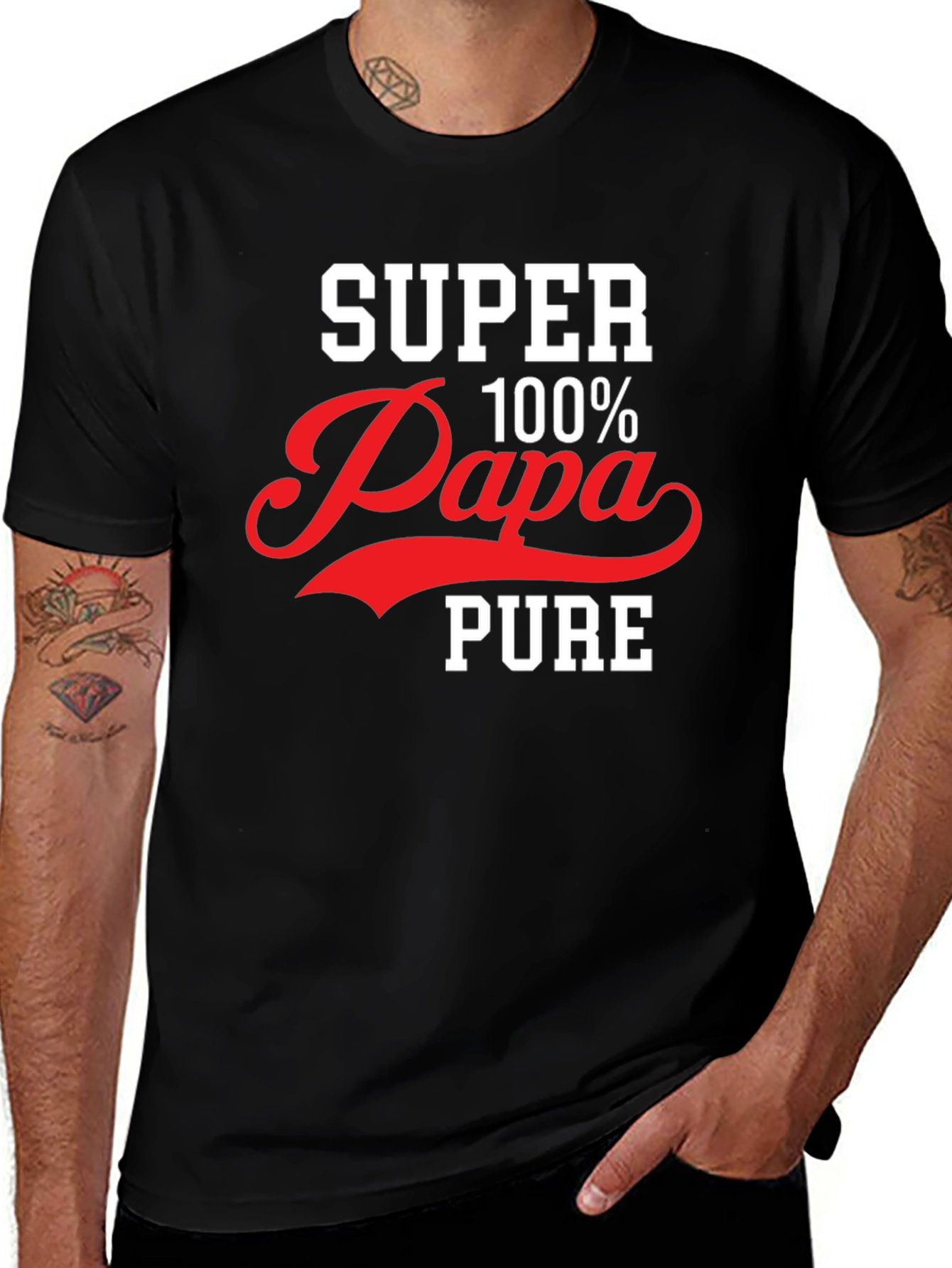 Variant 21 of Super Papa 100% Pure Graphic T-Shirt - Black