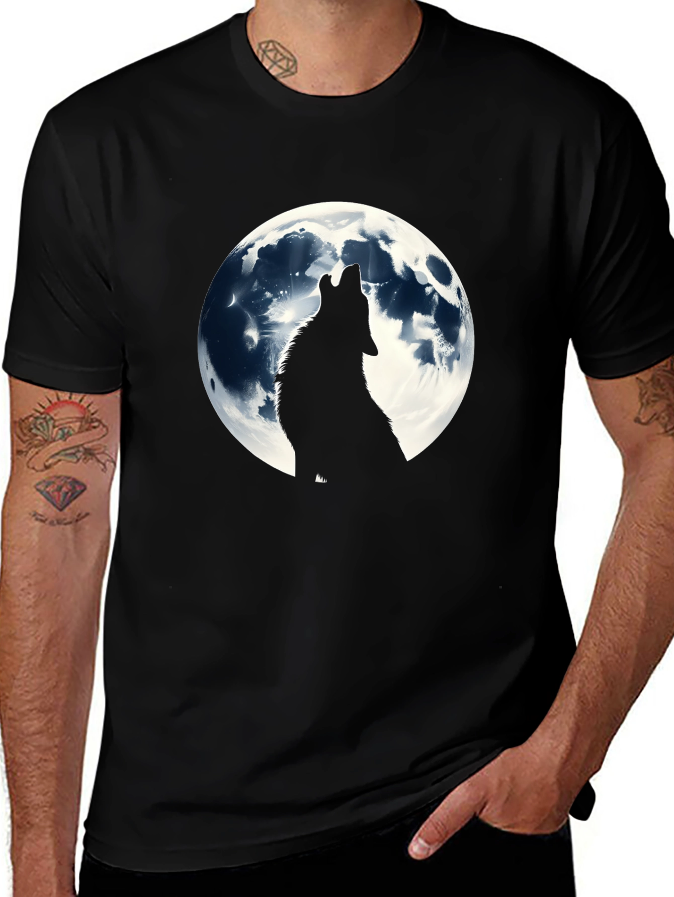 Variant 6 of Wolf Moon Graphic T-Shirt - Black