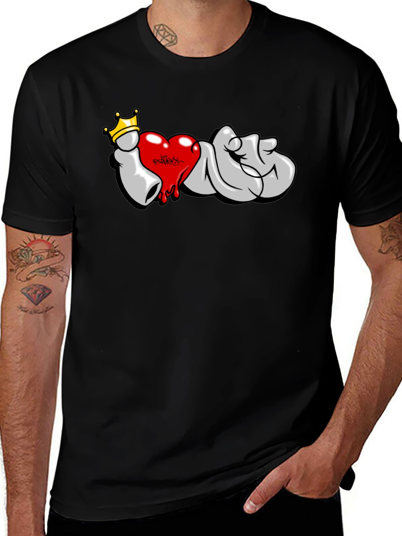 Variant 2 of I Love T-Shirt: Graffiti Crown Heart Design