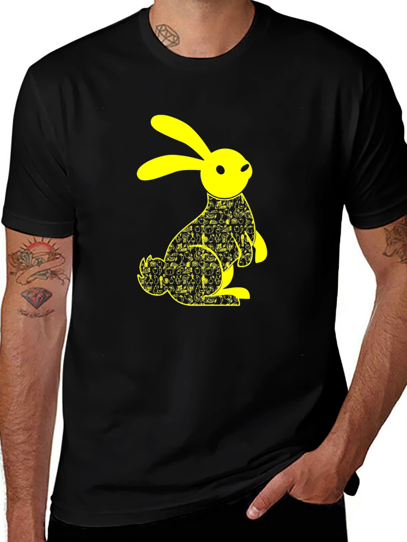 Variant 11 of Black T-Shirt with Yellow Bunny Graphic