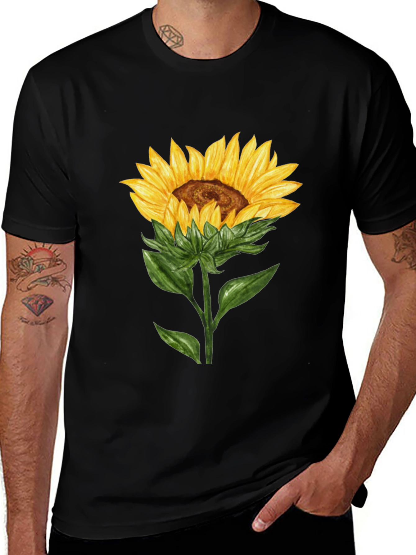 Variant 29 of Sunflower Graphic T-Shirt - Black Cotton Tee