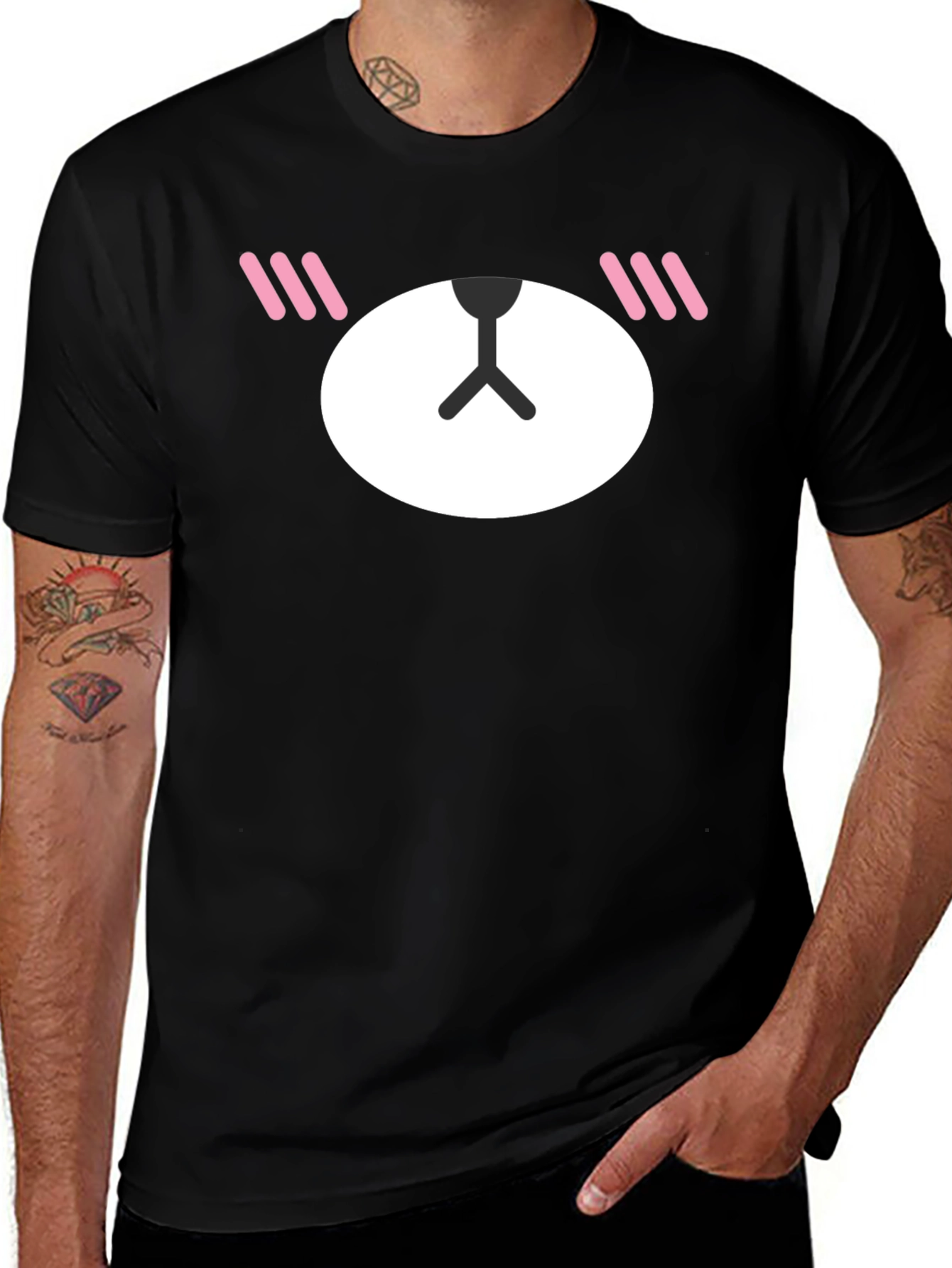 Variant 5 of Kawaii Bear Graphic Tee - Cute Black T-Shirt