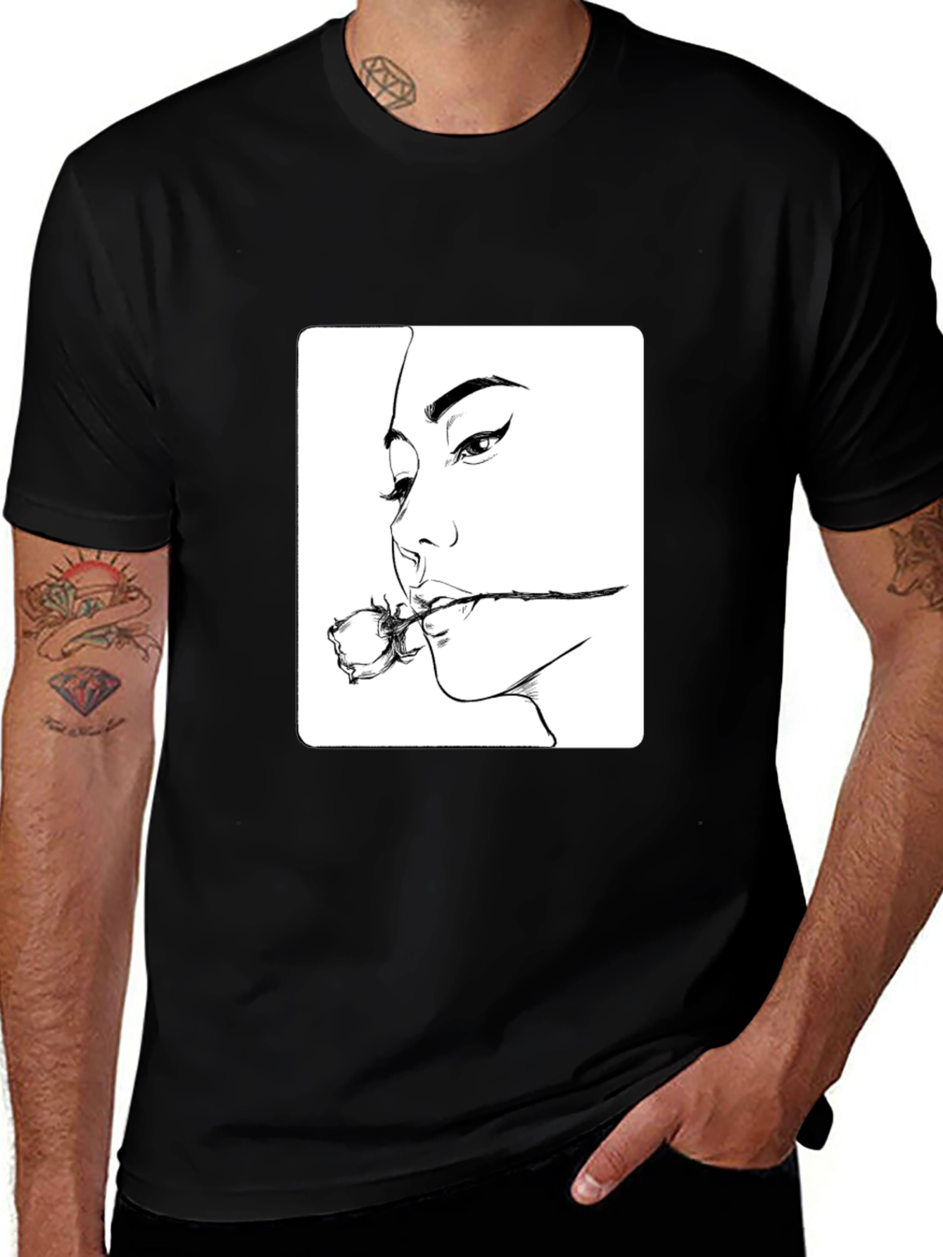 Variant 30 of Rose Girl Graphic Tee - Stylish Black T-Shirt