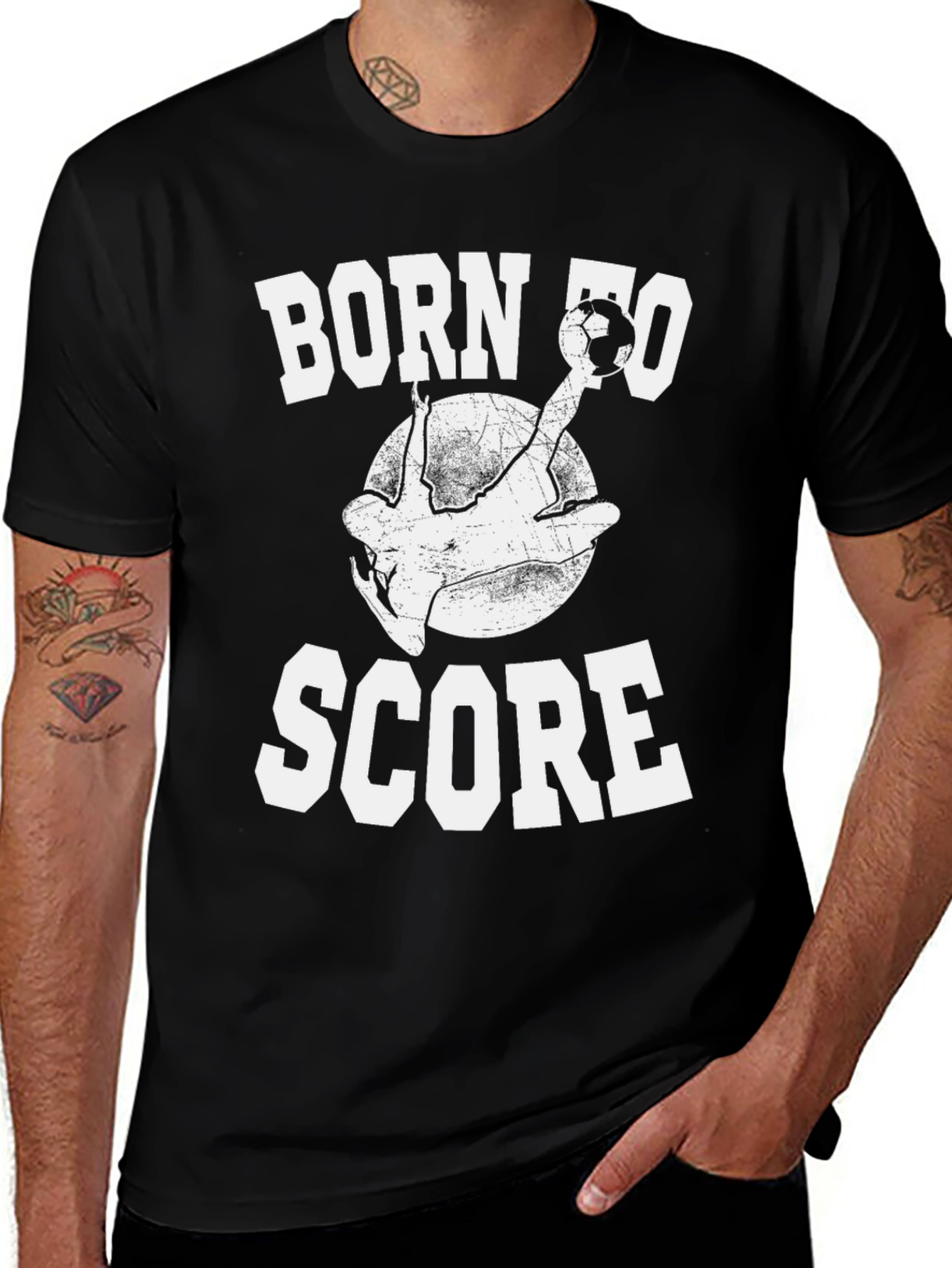 Variant 11 of Born to Score Black T-Shirt - Soccer Design