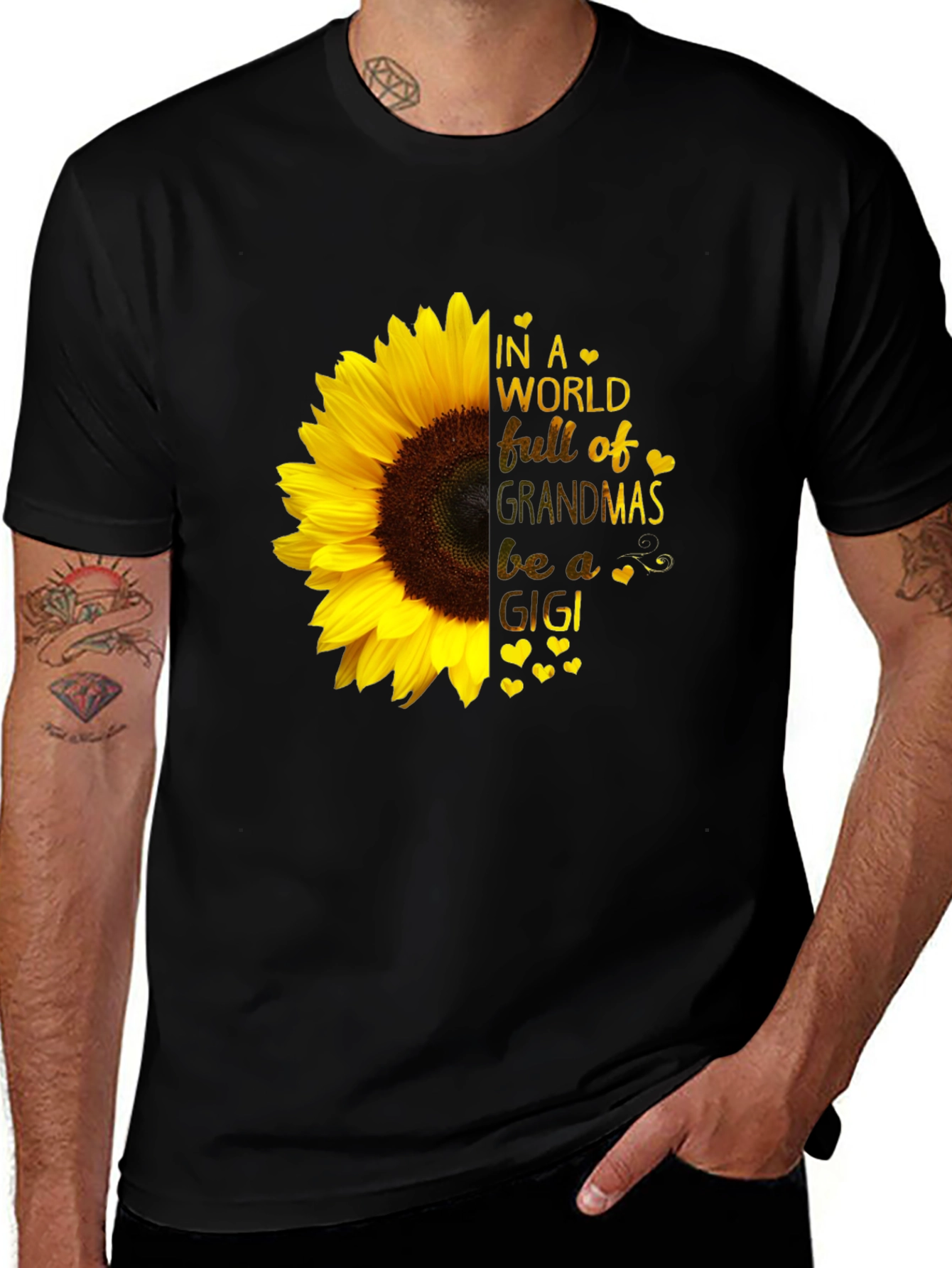 Gigi Sunflower Graphic T-Shirt - Black Cotton Tee